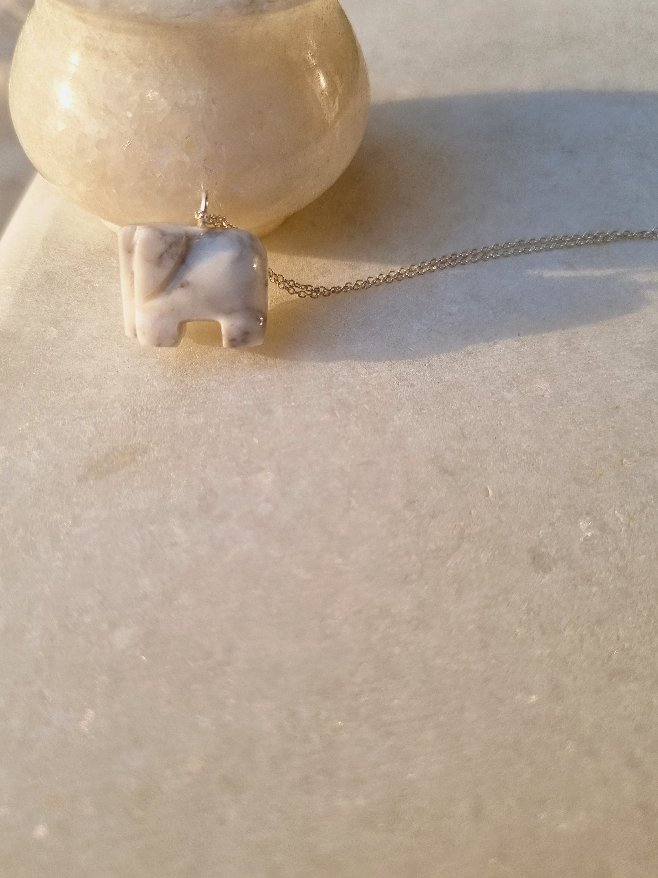 haati - Howlite Elephant Pendant