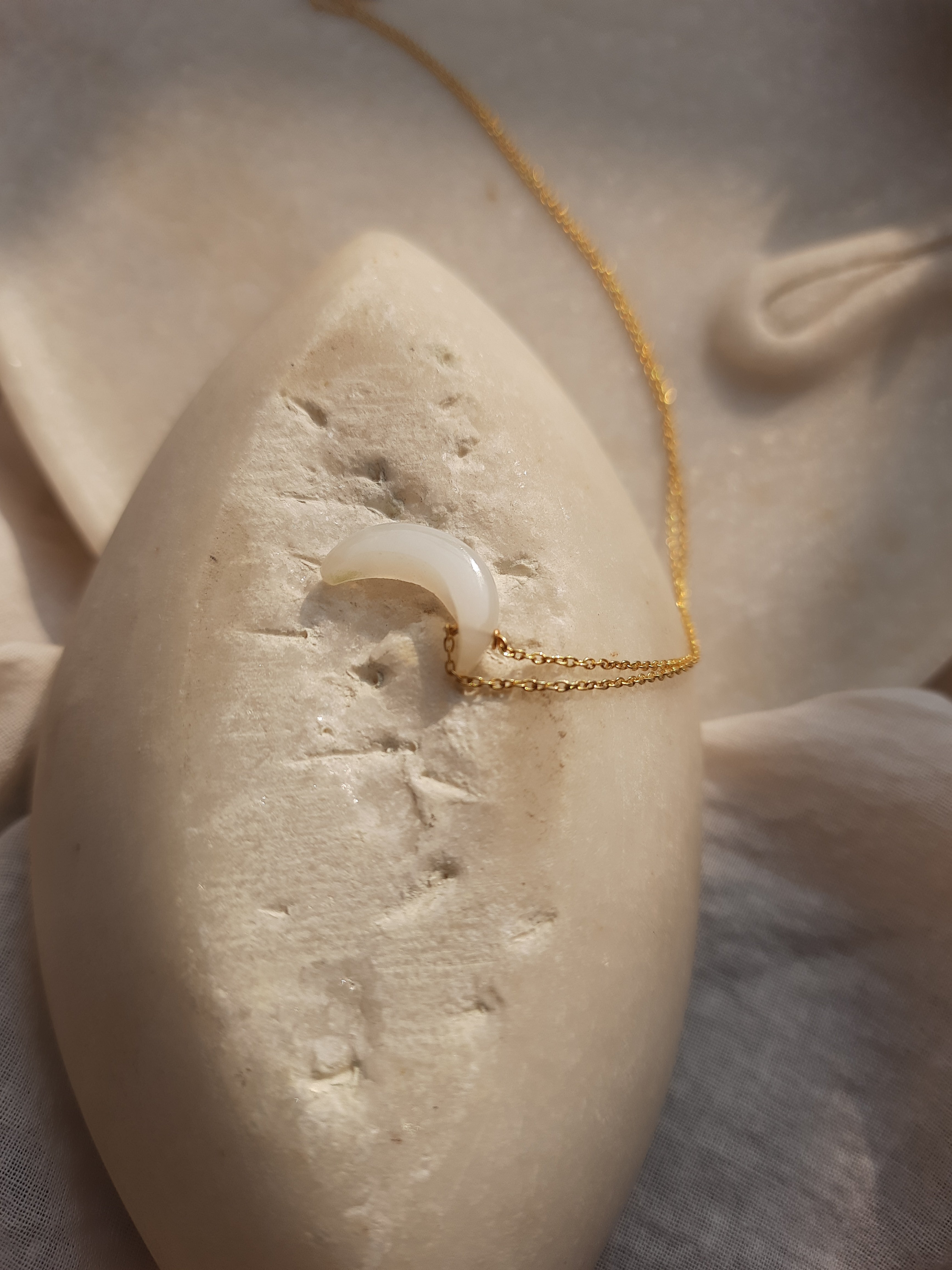 adhva - White Moonstone Luna Pendant