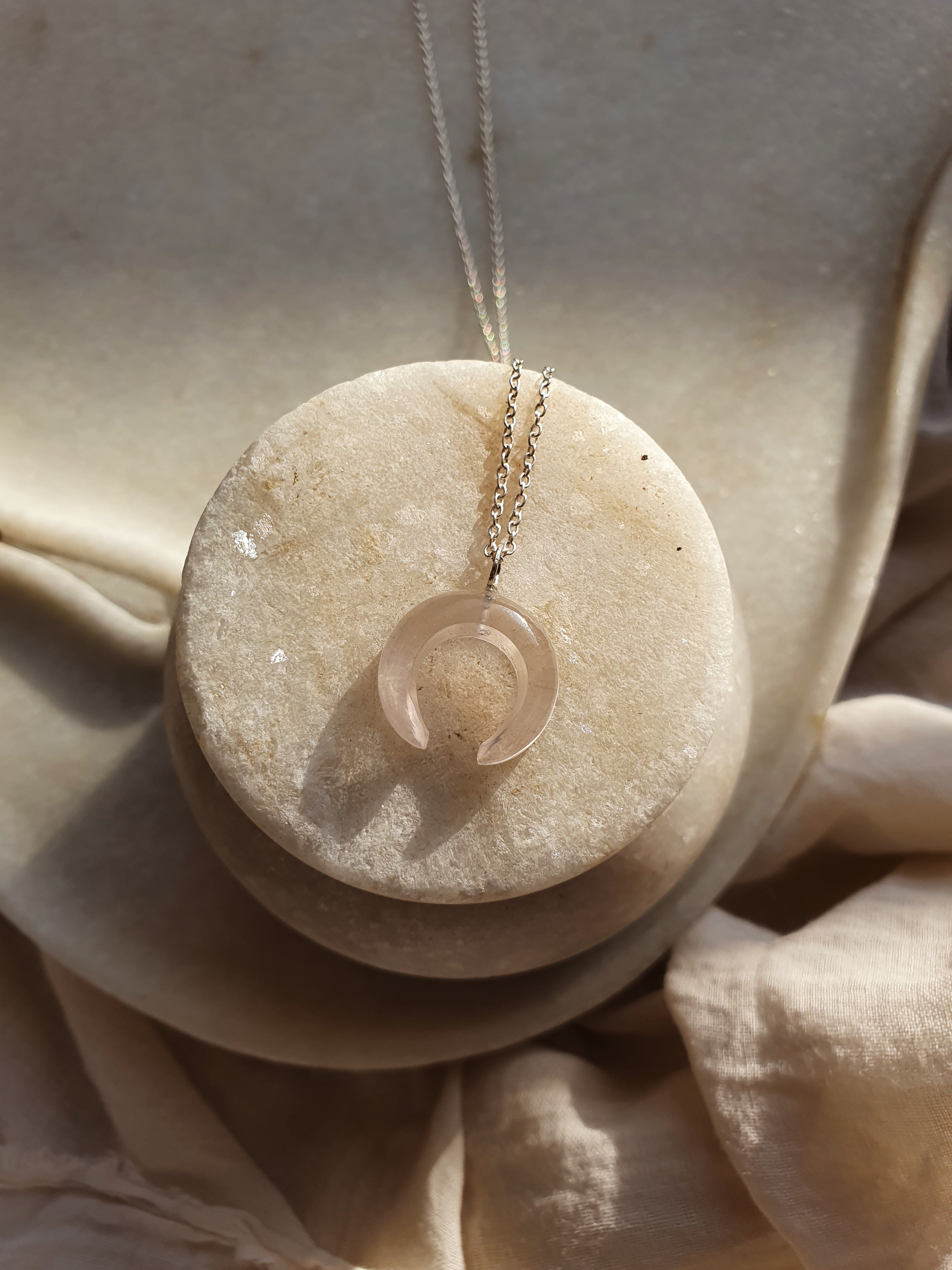 citta - Rose Quartz Crescent Pendant