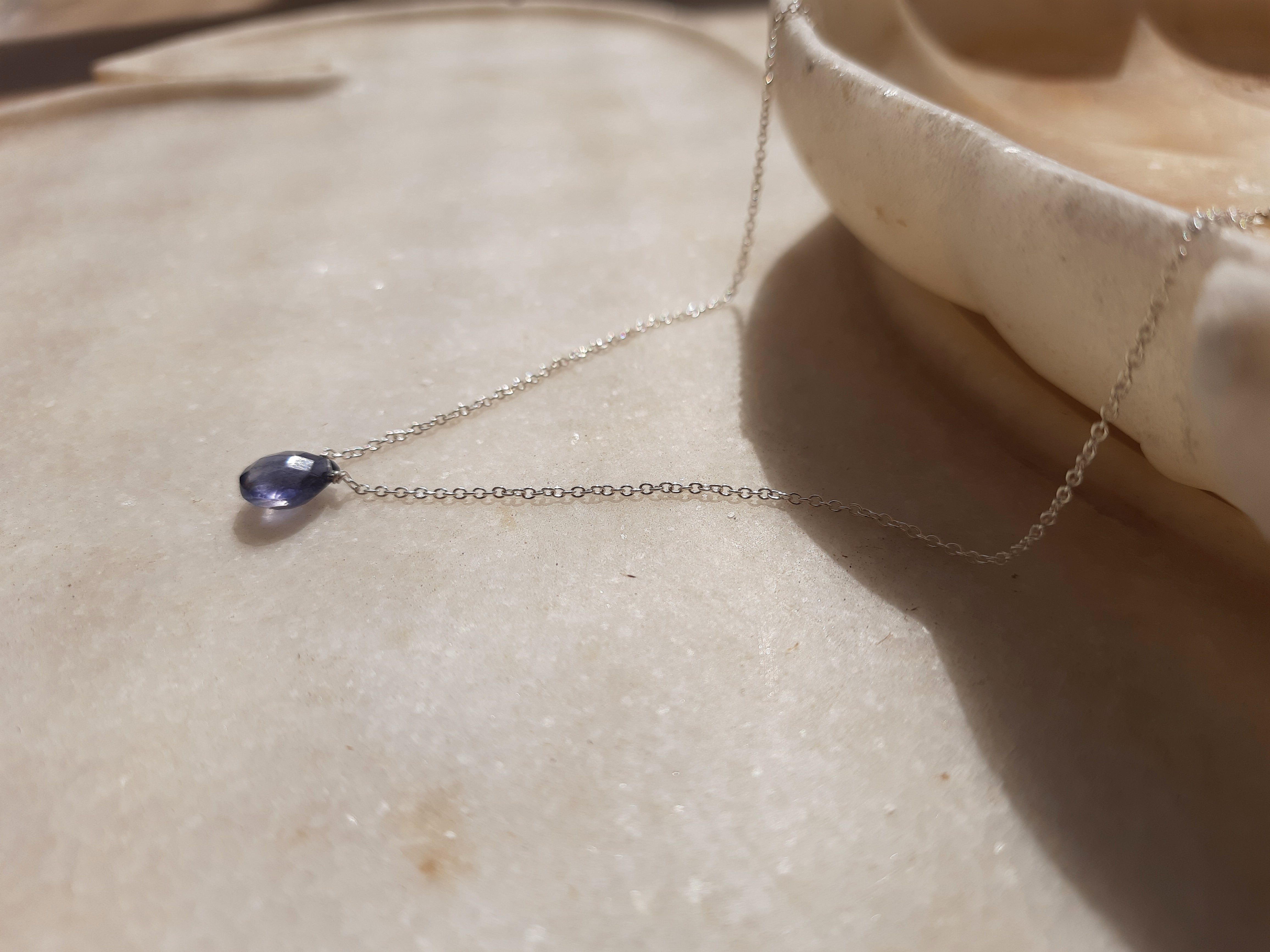 iyate - Iolite Almond Shaped Drop Pendant