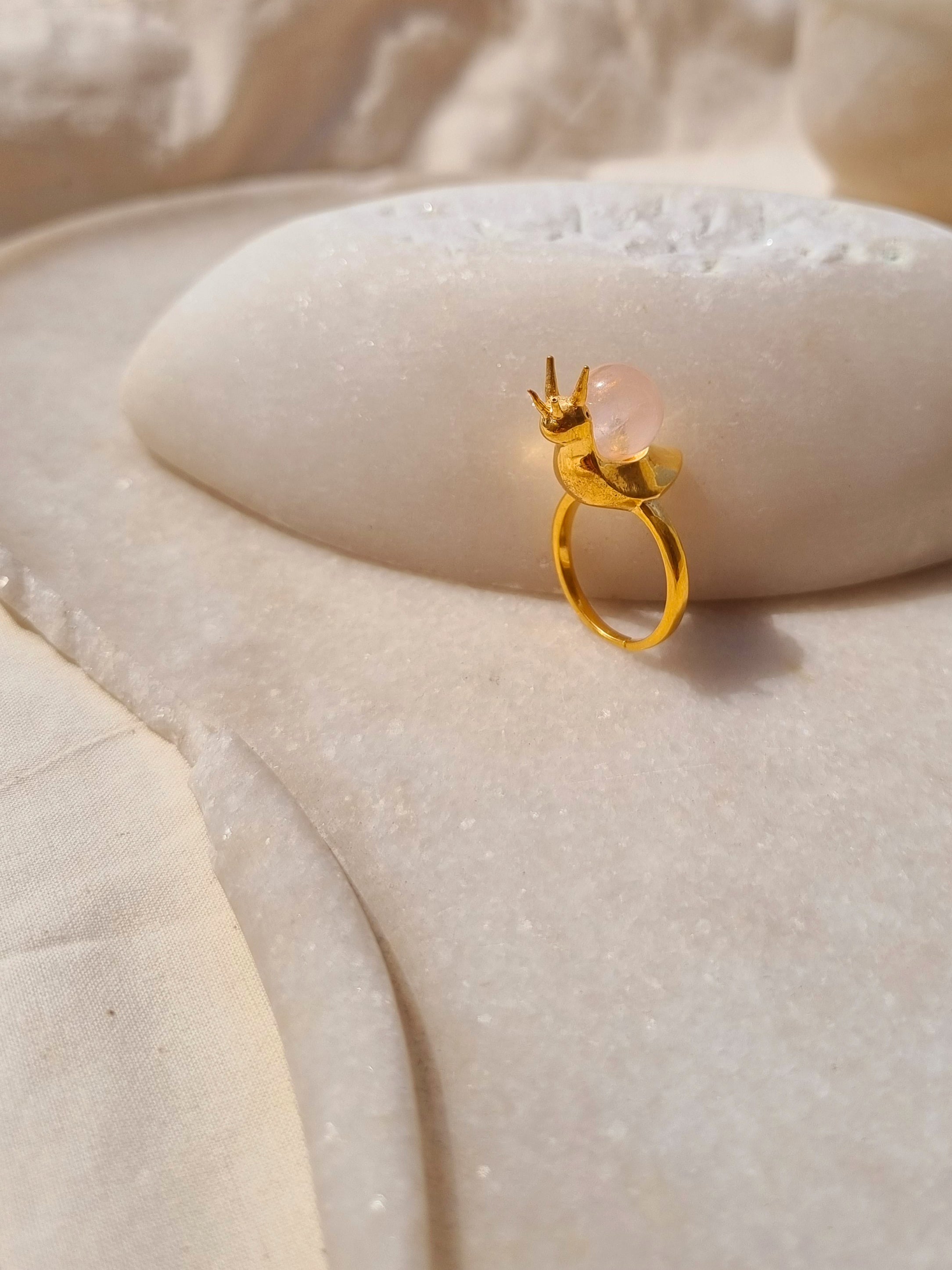 snail - Rose Quartz Ring