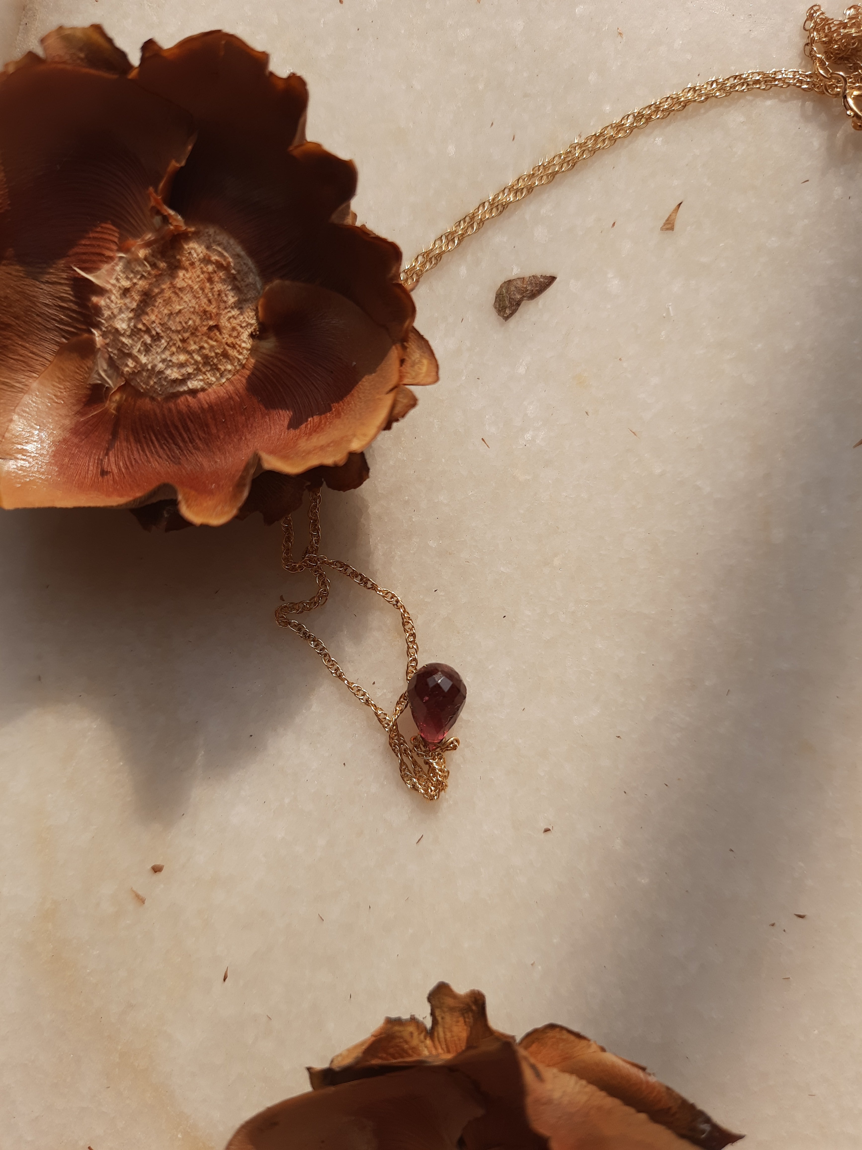 visno - Pink Tourmaline Tear shaped Drop Pendant
