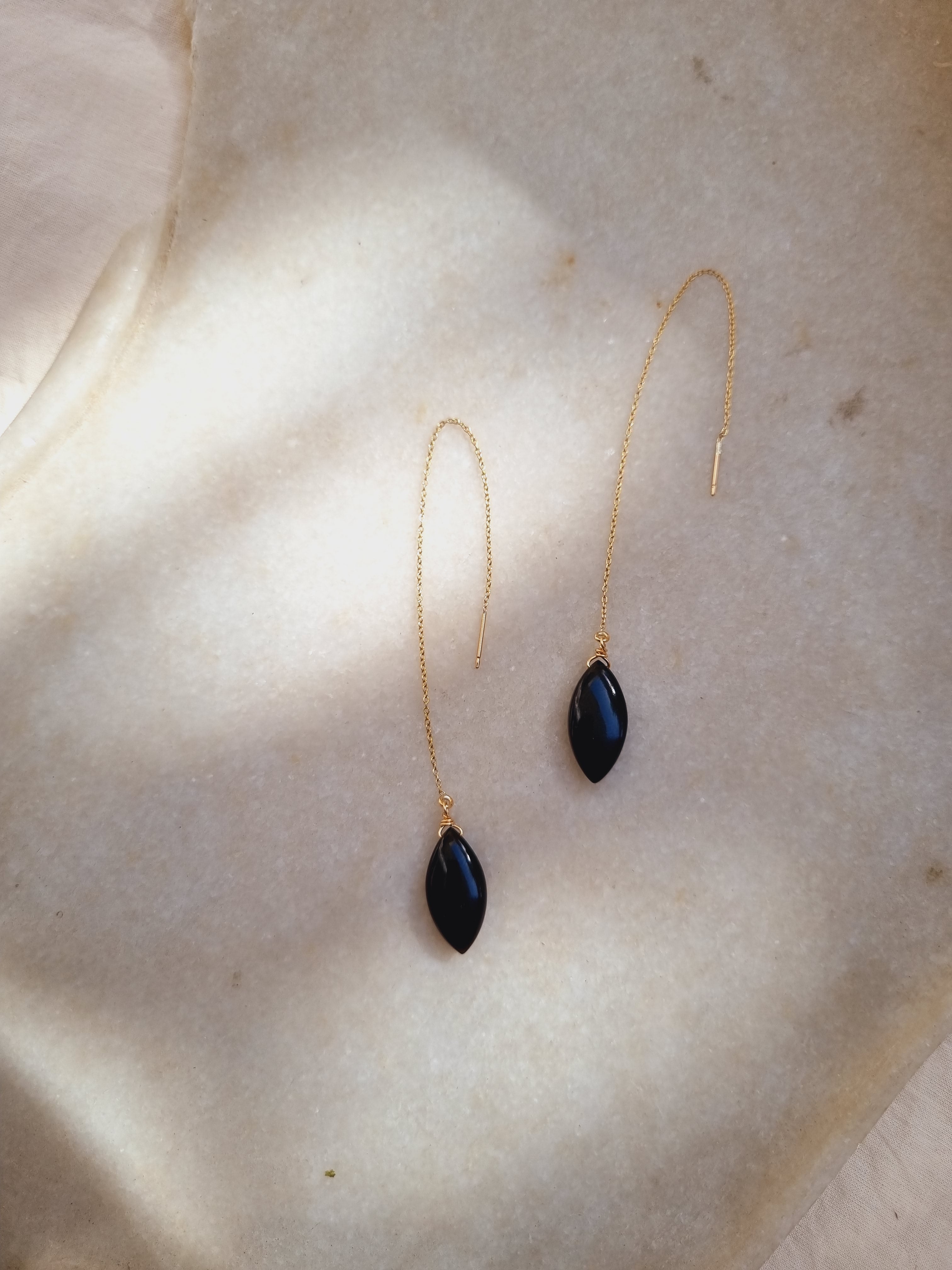 riyate - Black Onyx Marquise Earrings