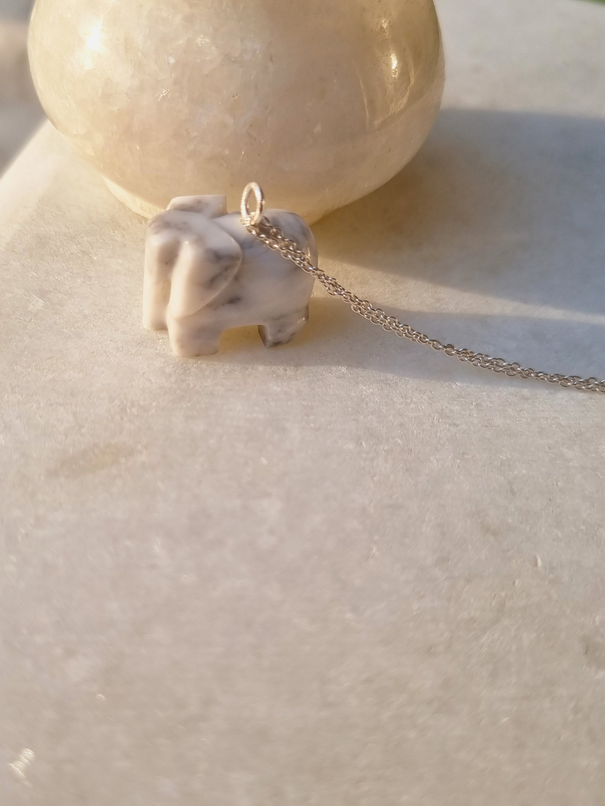 haati - Howlite Elephant Pendant