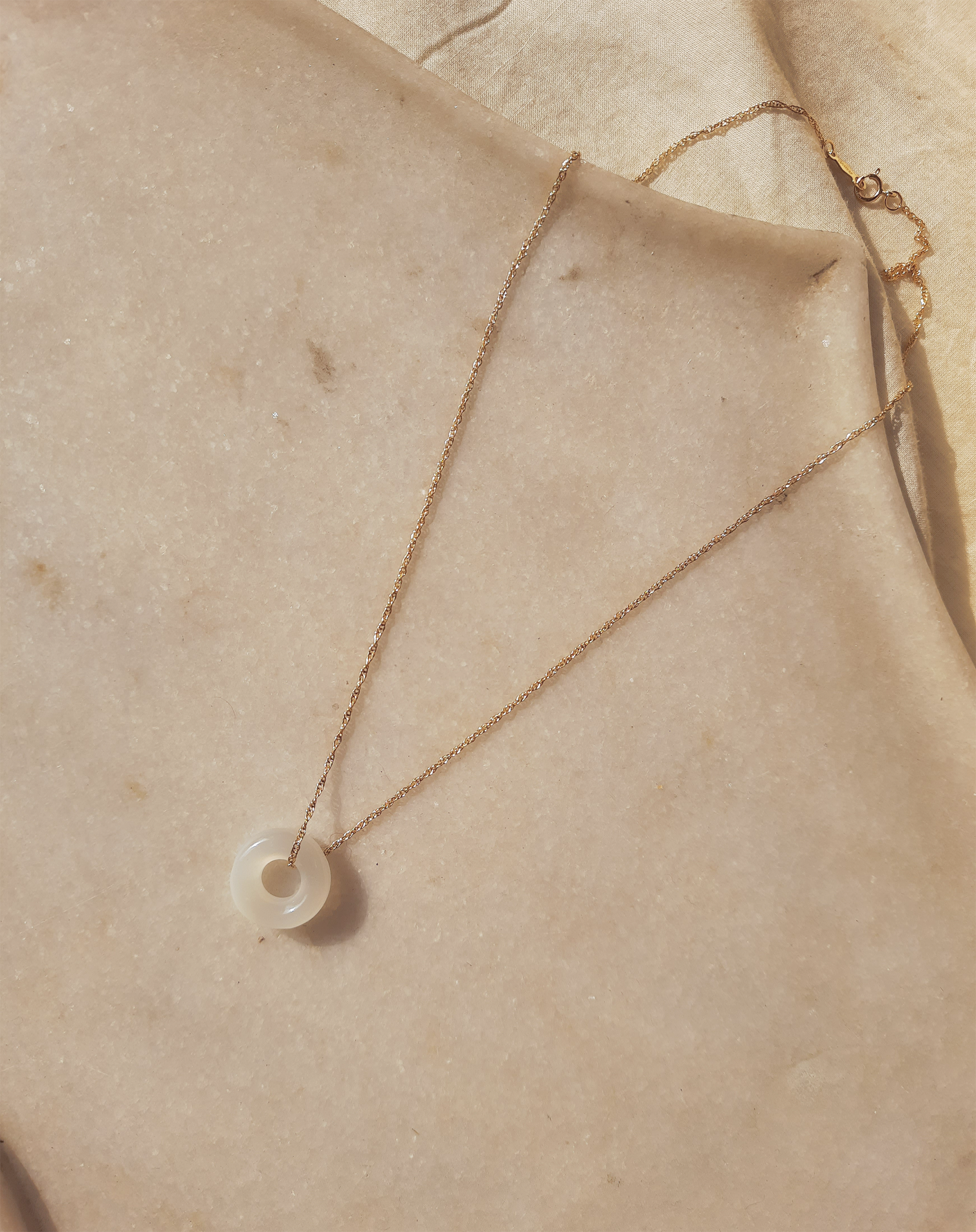 svan - White Moonstone Donut Pendant