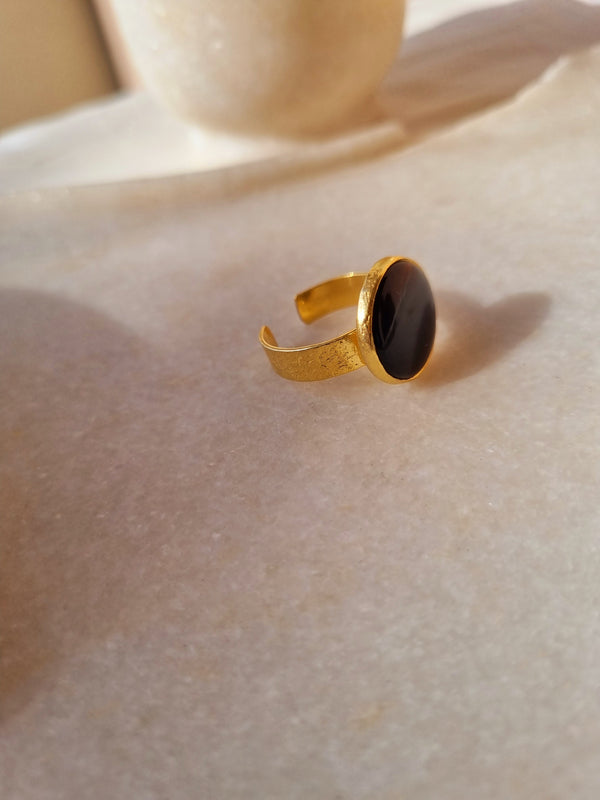 saani - Black Onyx Saturn Ring