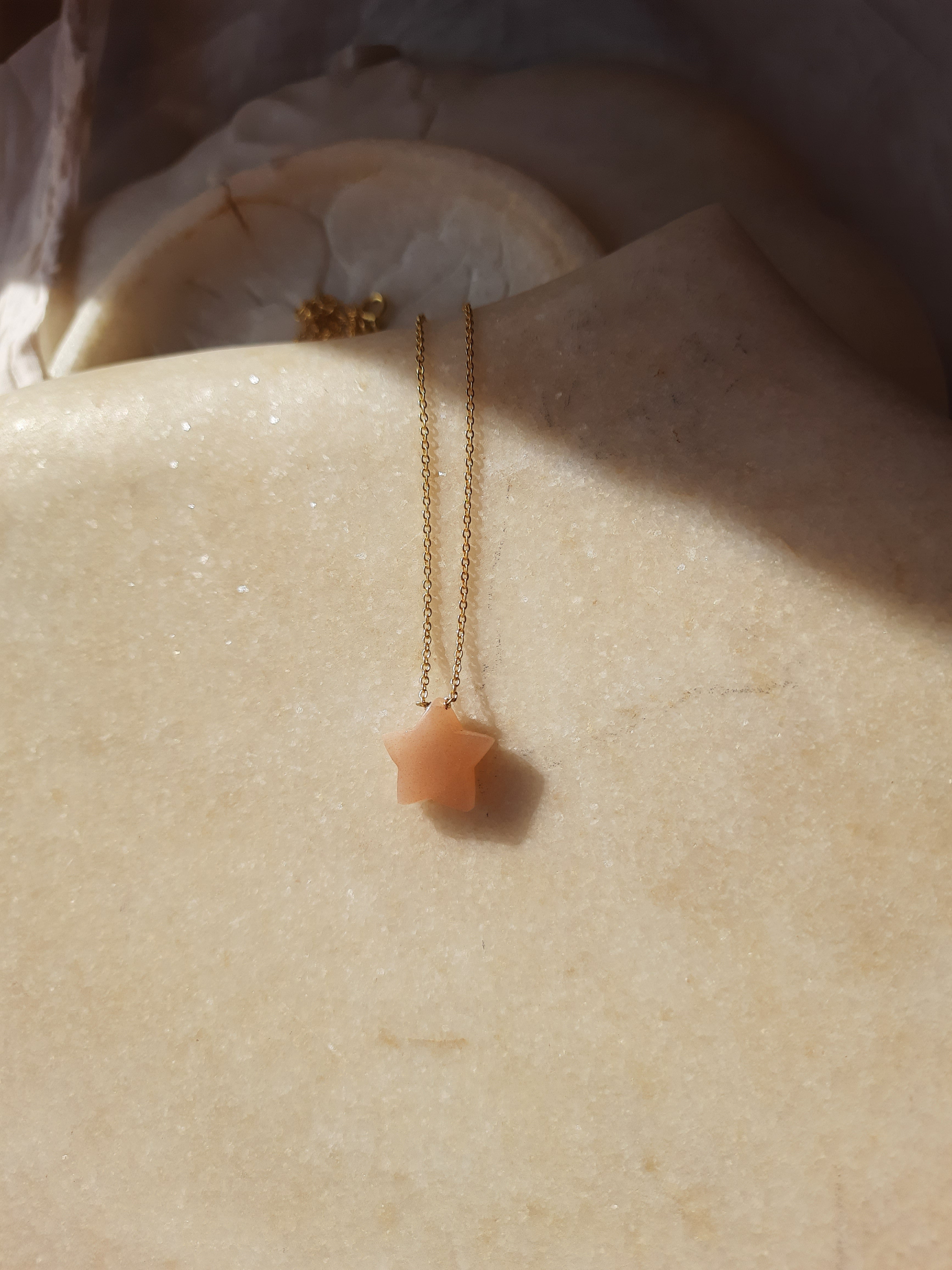 magha - Peach Moonstone Star Pendant