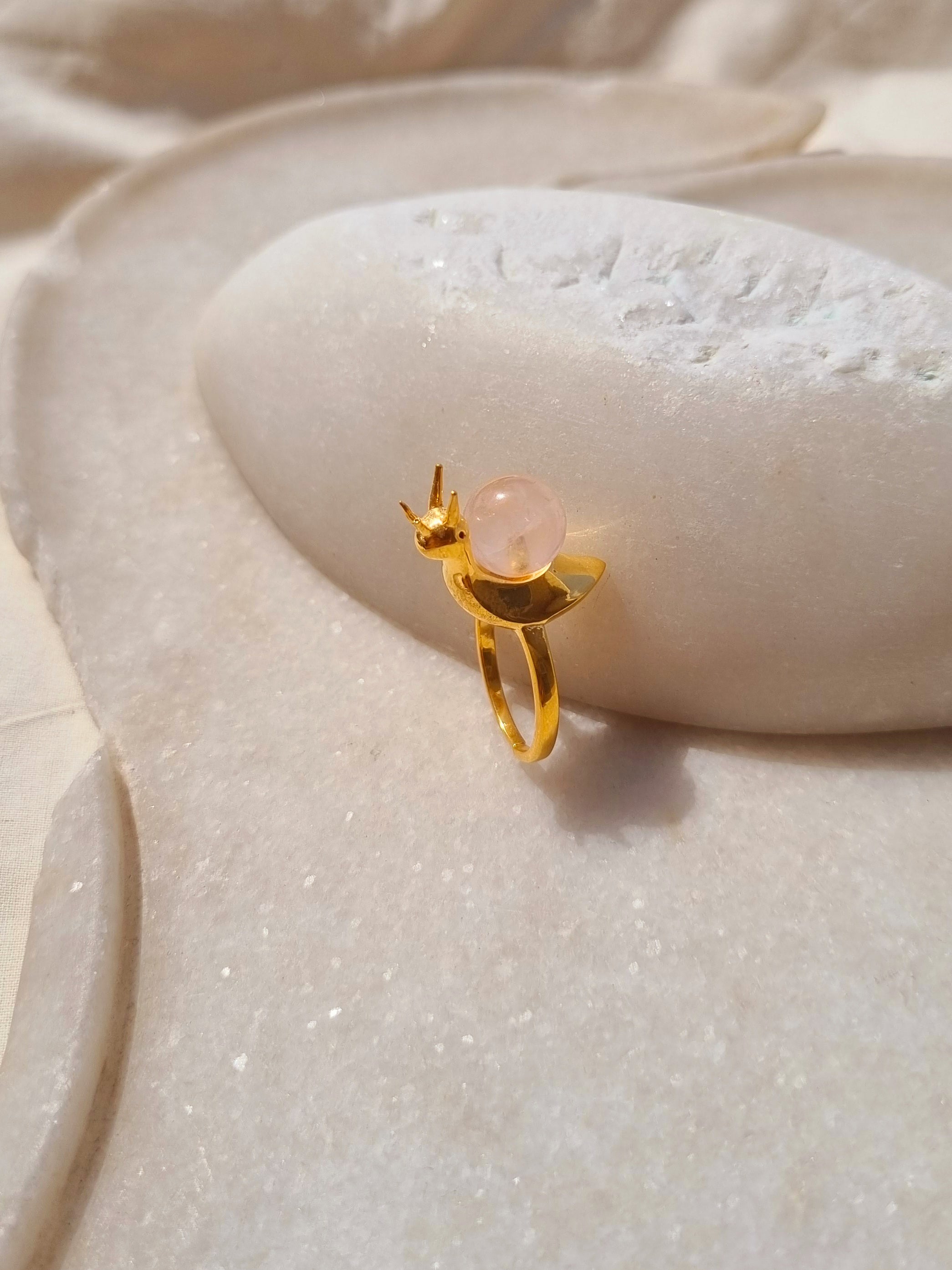 snail - Rose Quartz Ring