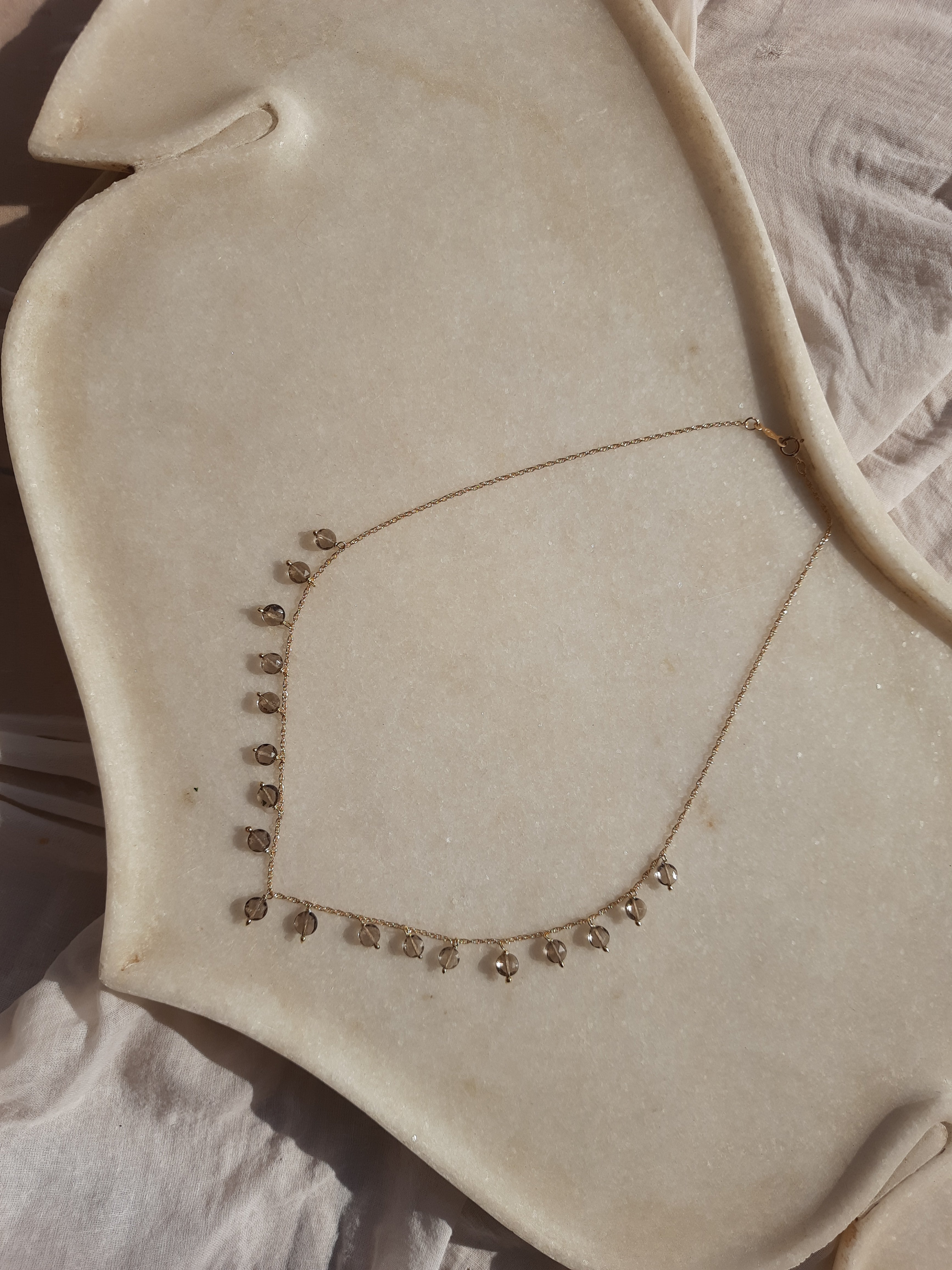 hrasva - Smoky Quartz Coin Choker
