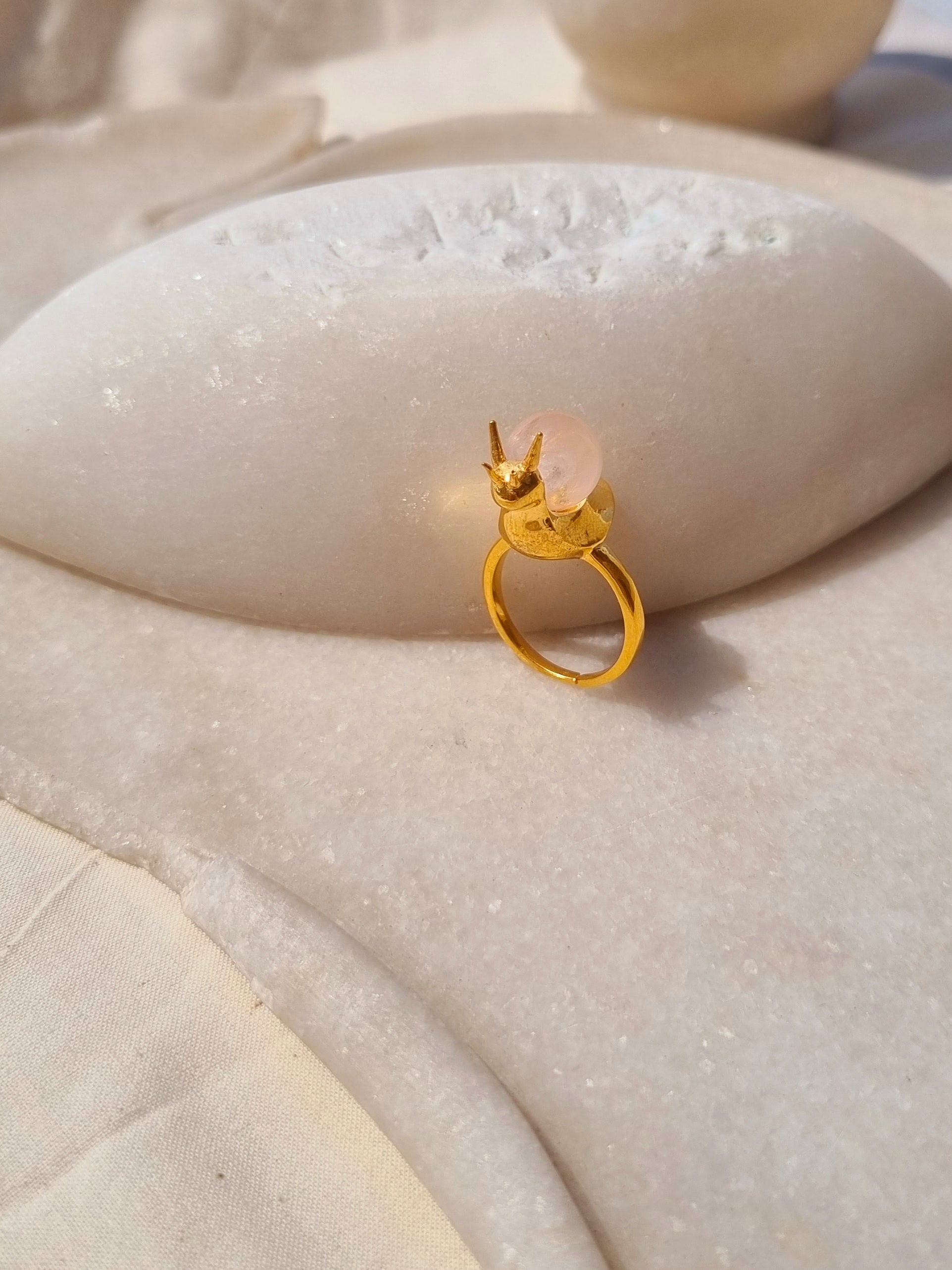 snail - Rose Quartz Ring