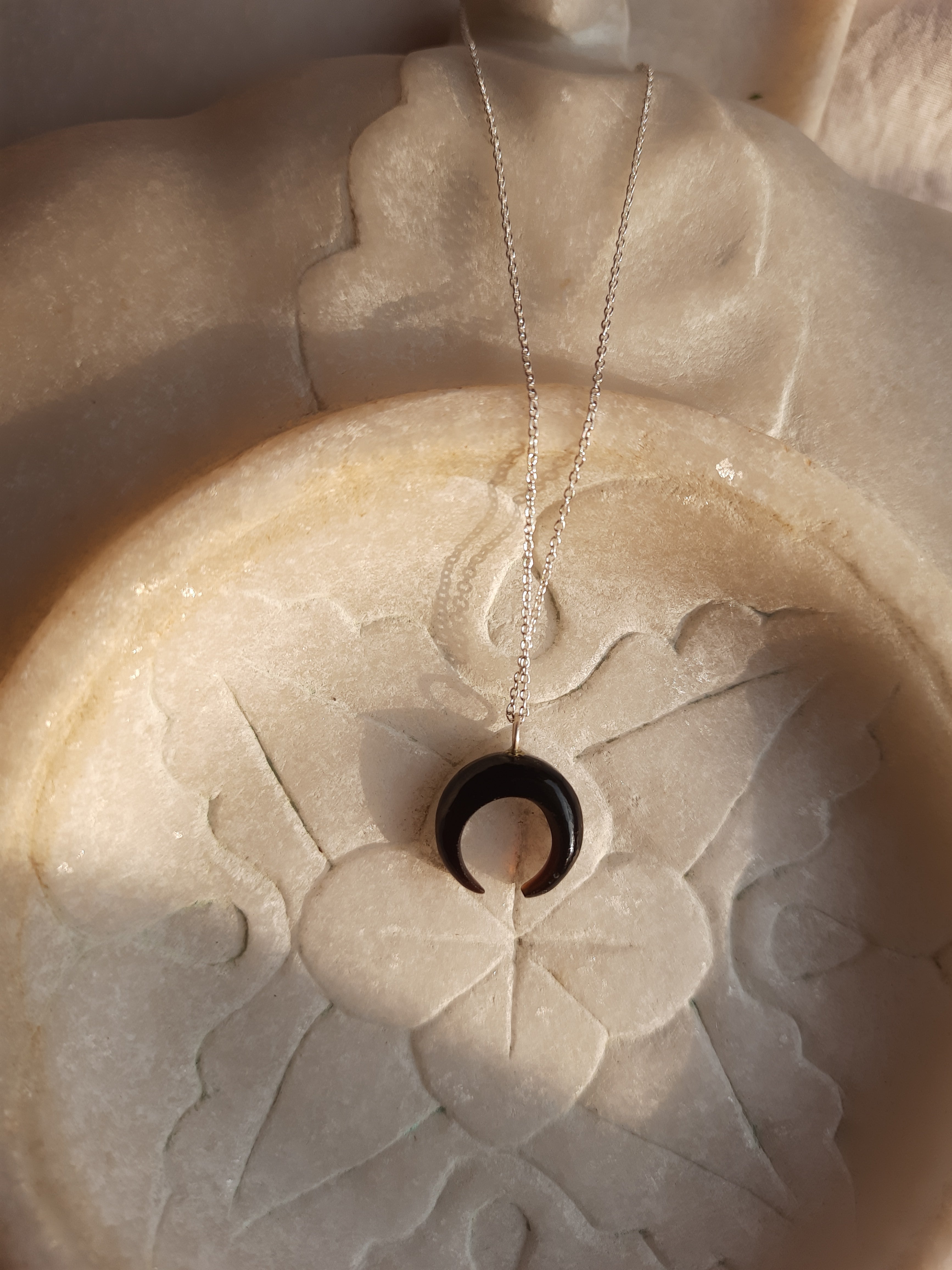 koka - Black Onyx Crescent Pendant