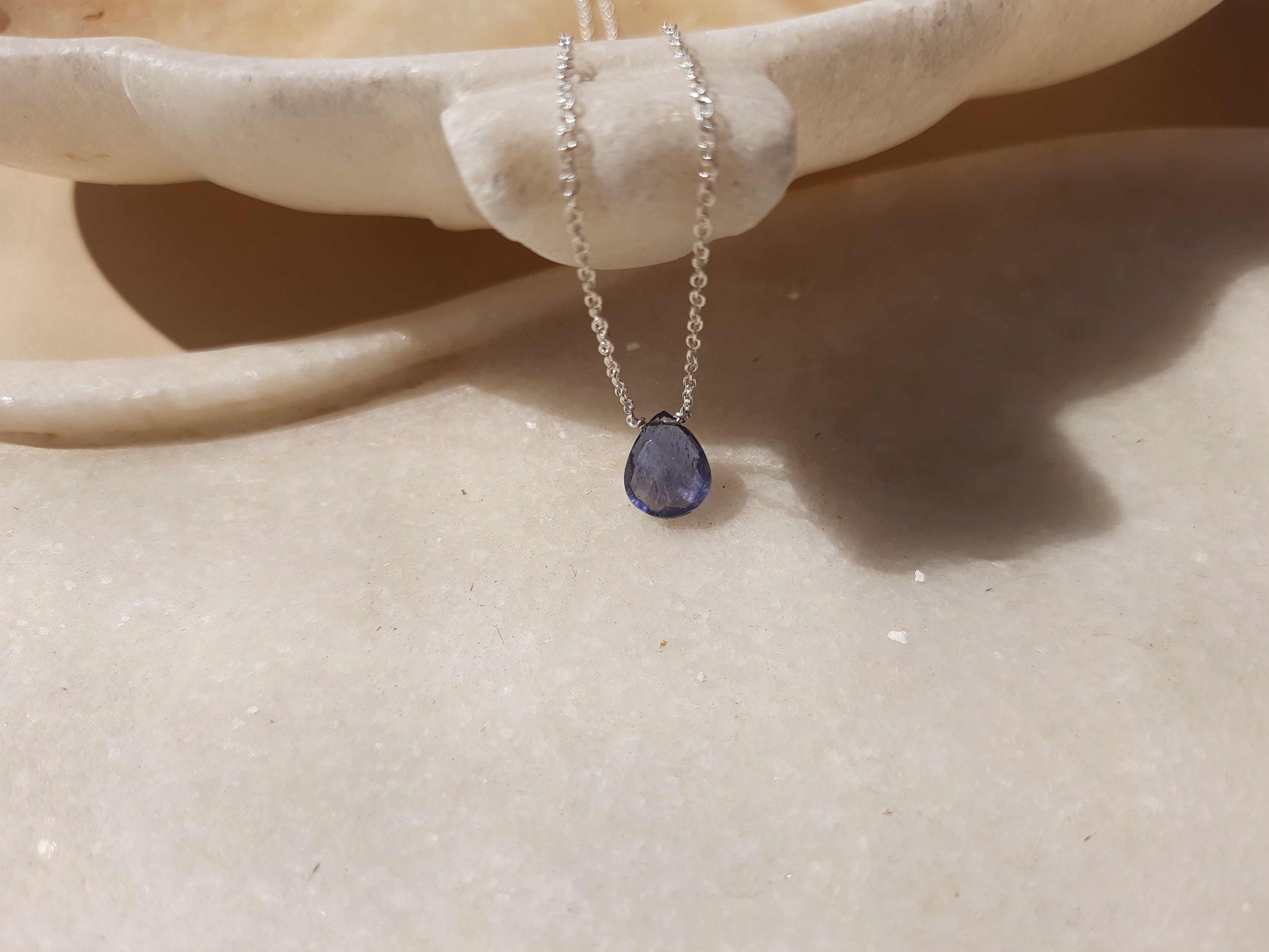 iyate - Iolite Almond Shaped Drop Pendant