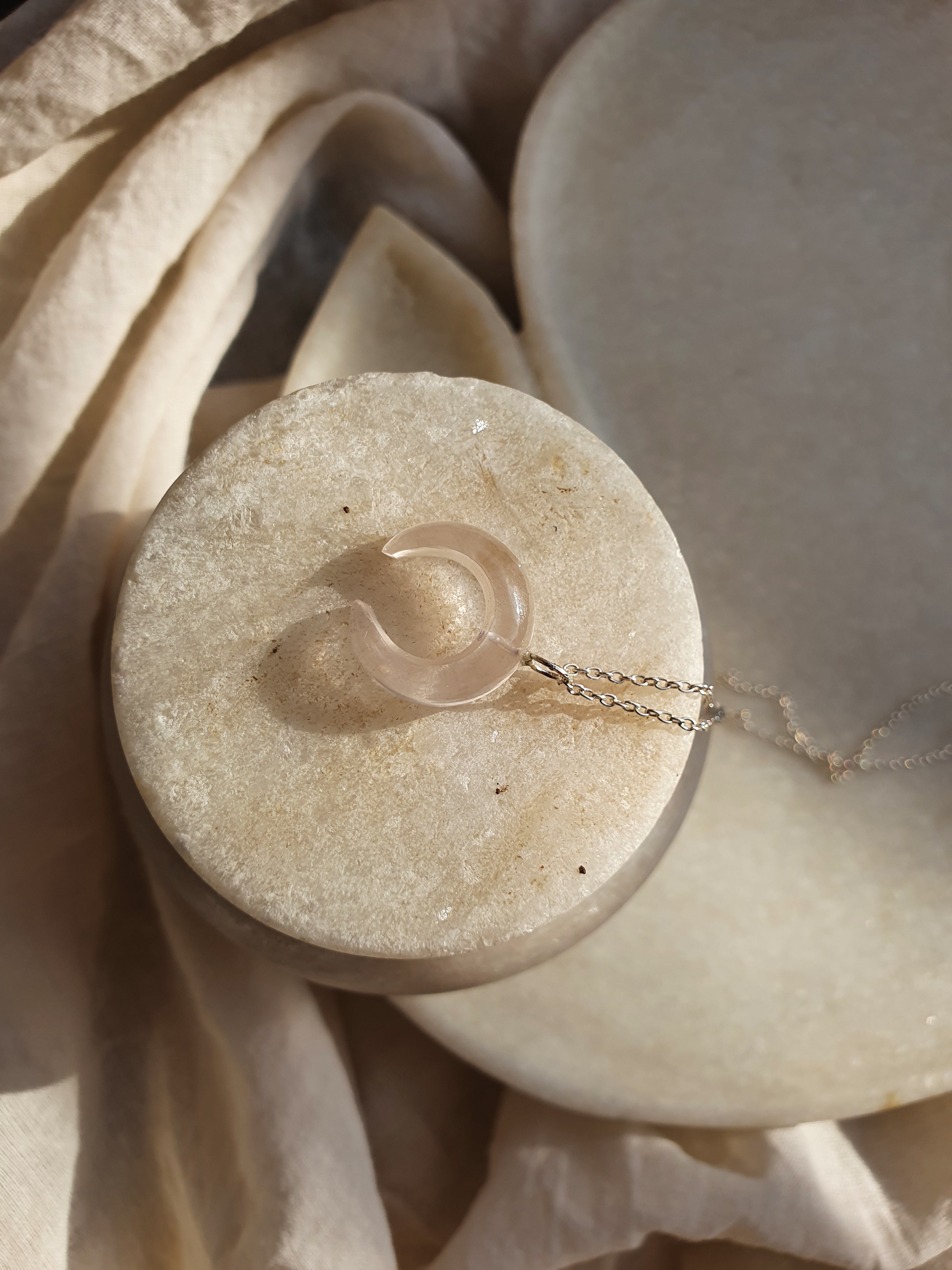 citta - Rose Quartz Crescent Pendant