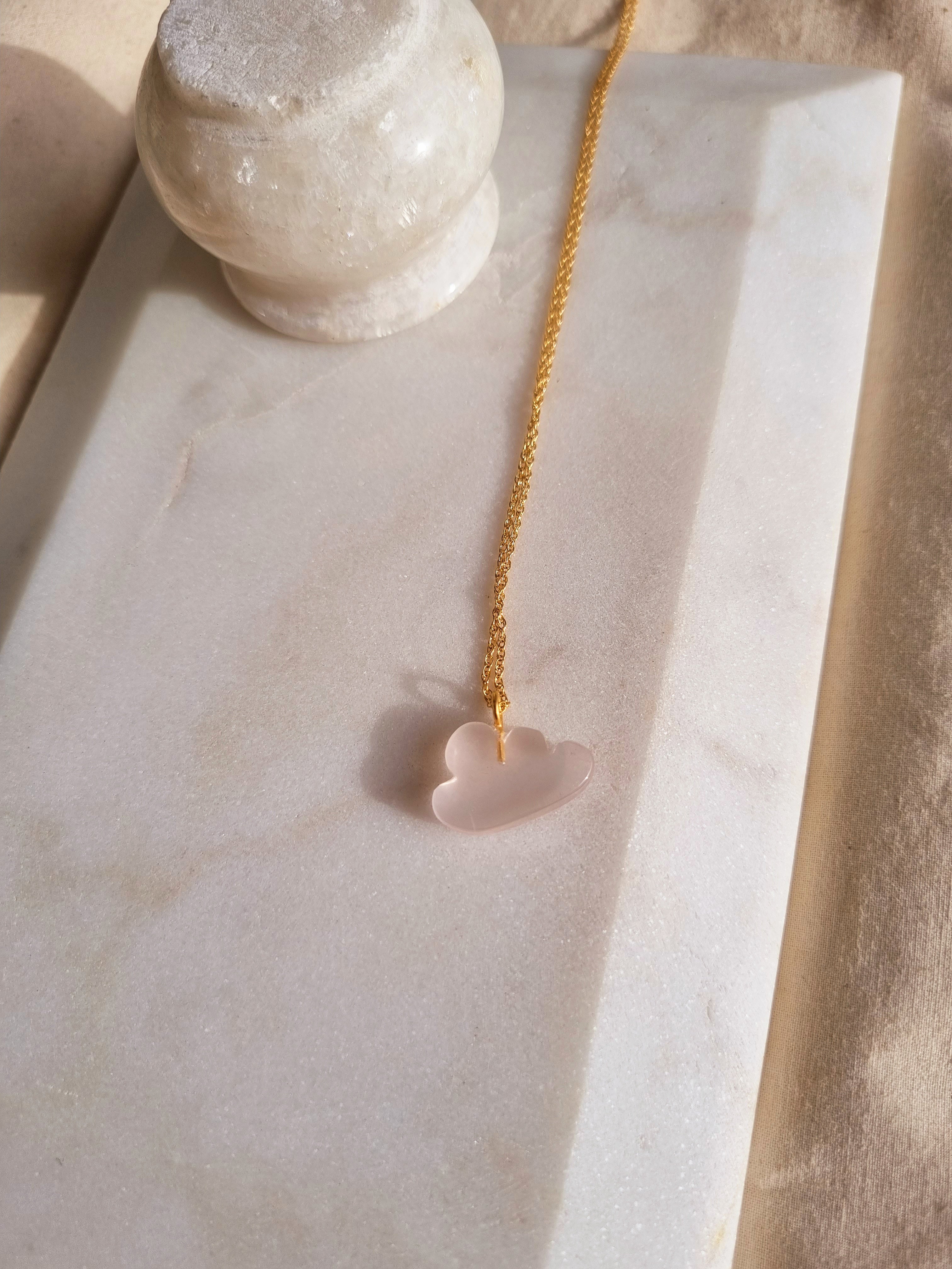 megh - Rose Quartz Cloud Pendant