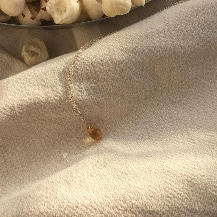 visno - Citrine Tear shaped Drop Pendant
