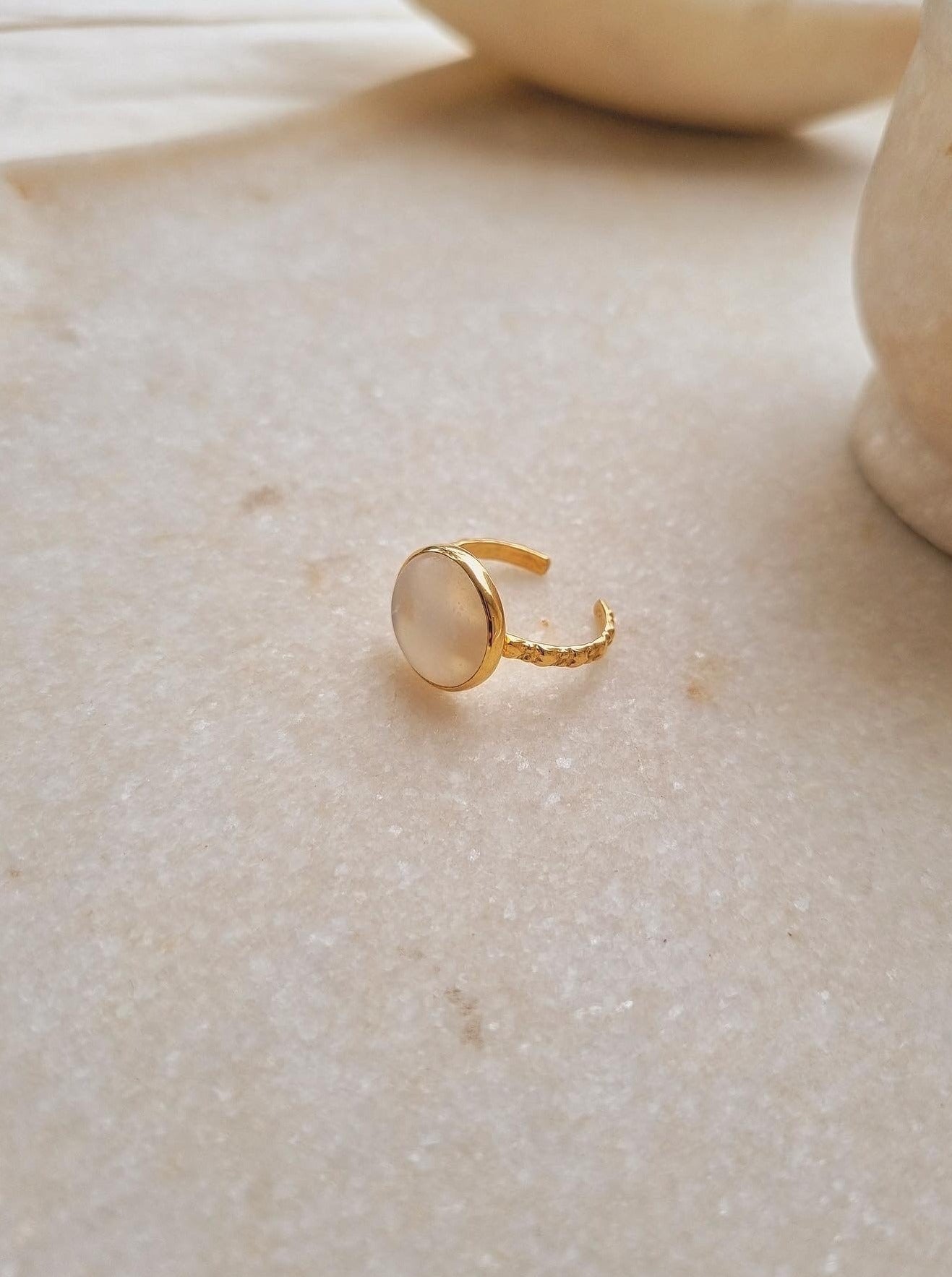 surya - White Moonstone Sun Ring