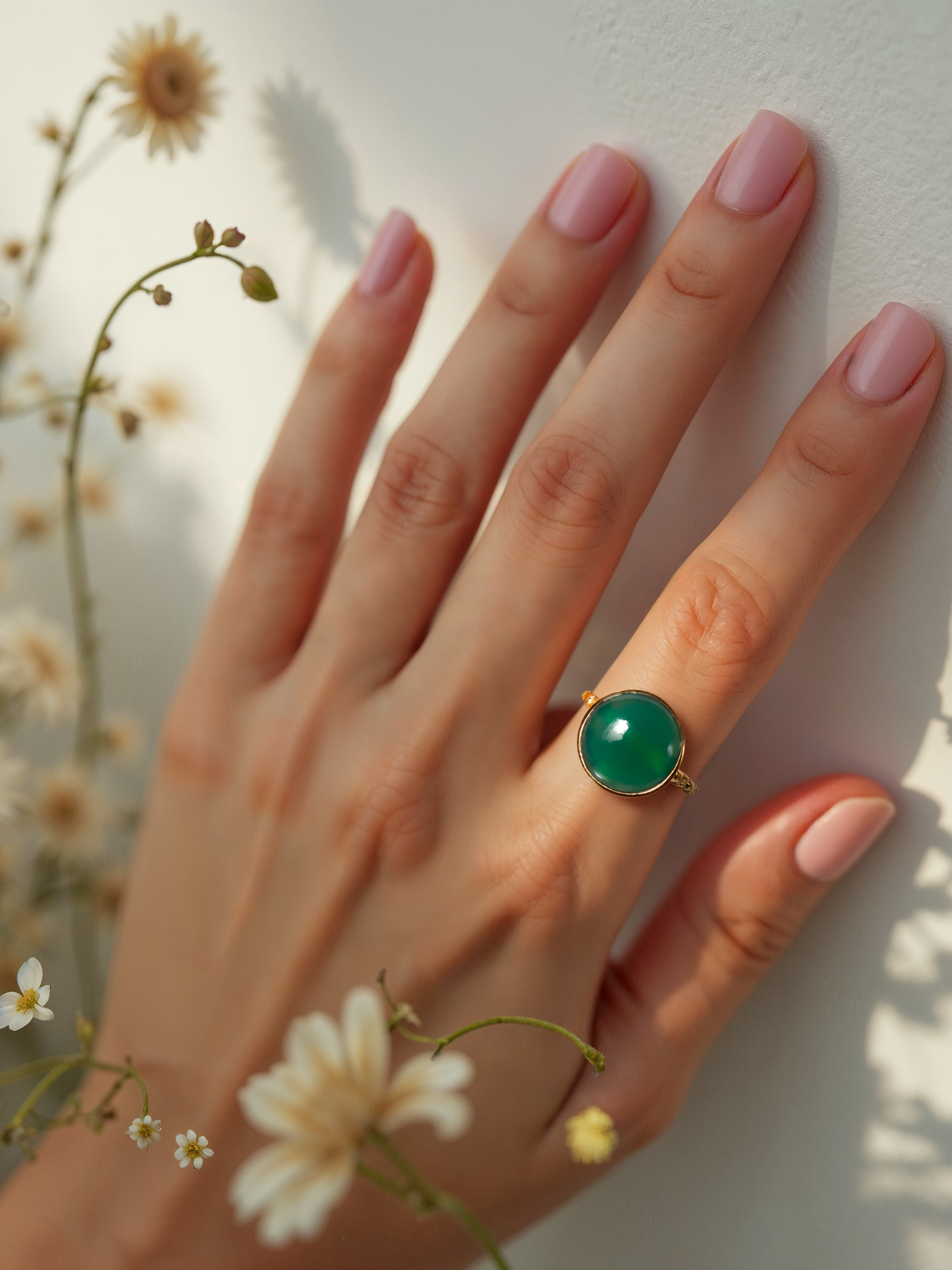 surya - Green Onyx Sun Ring