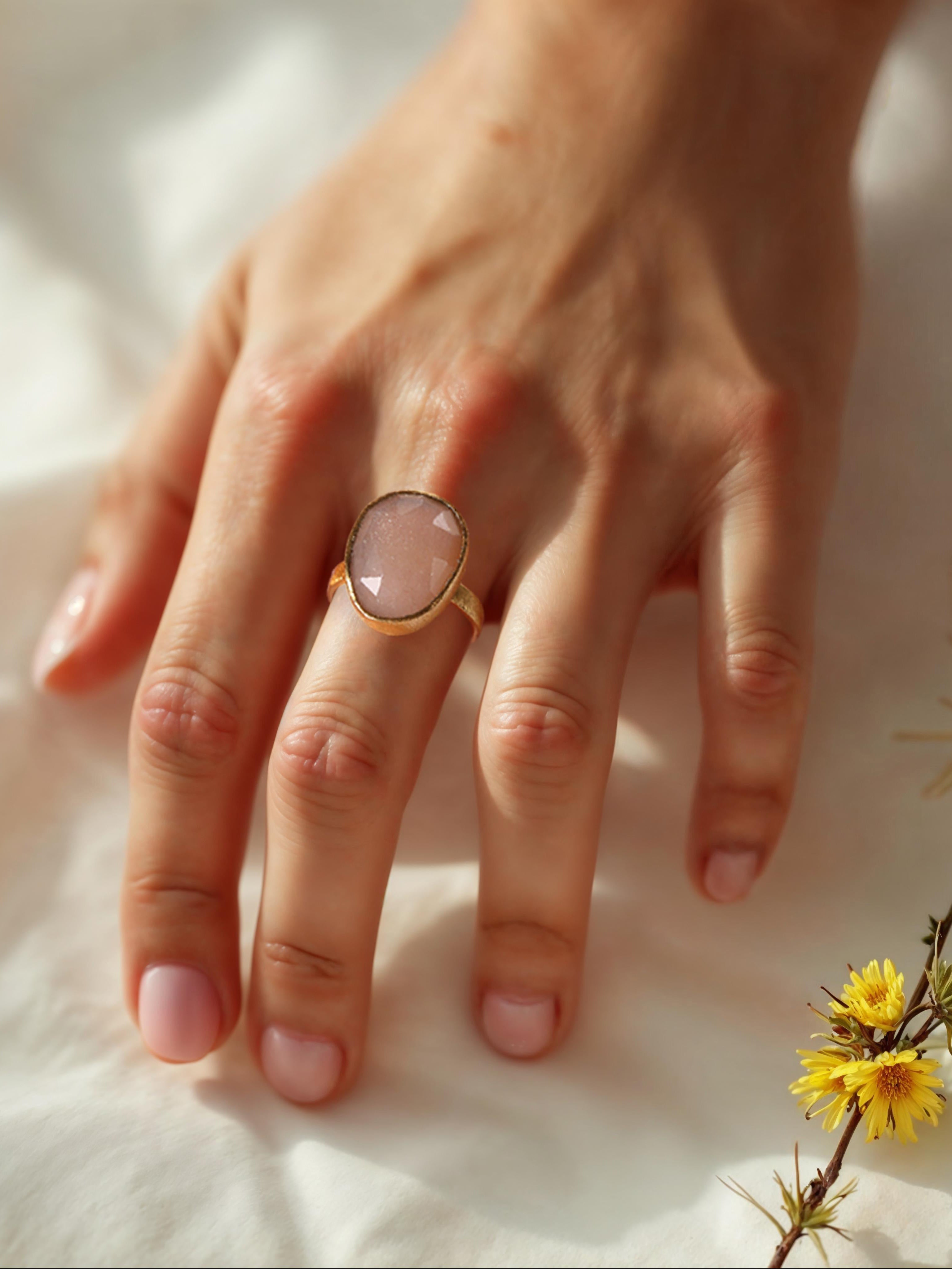 soul - Peach Moonstone Ring