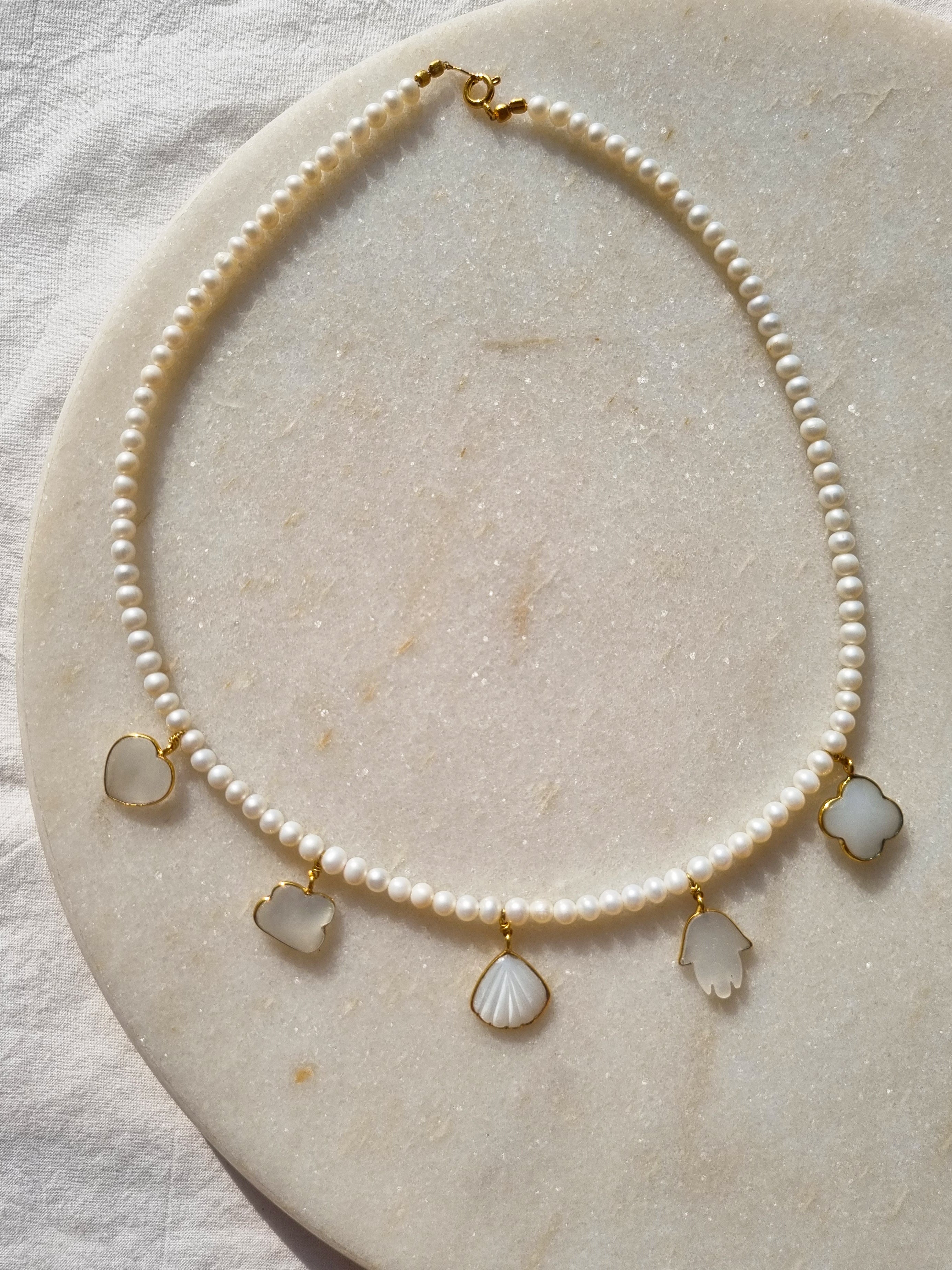 yasa - Pearl Baati Choker Moonstone Charms