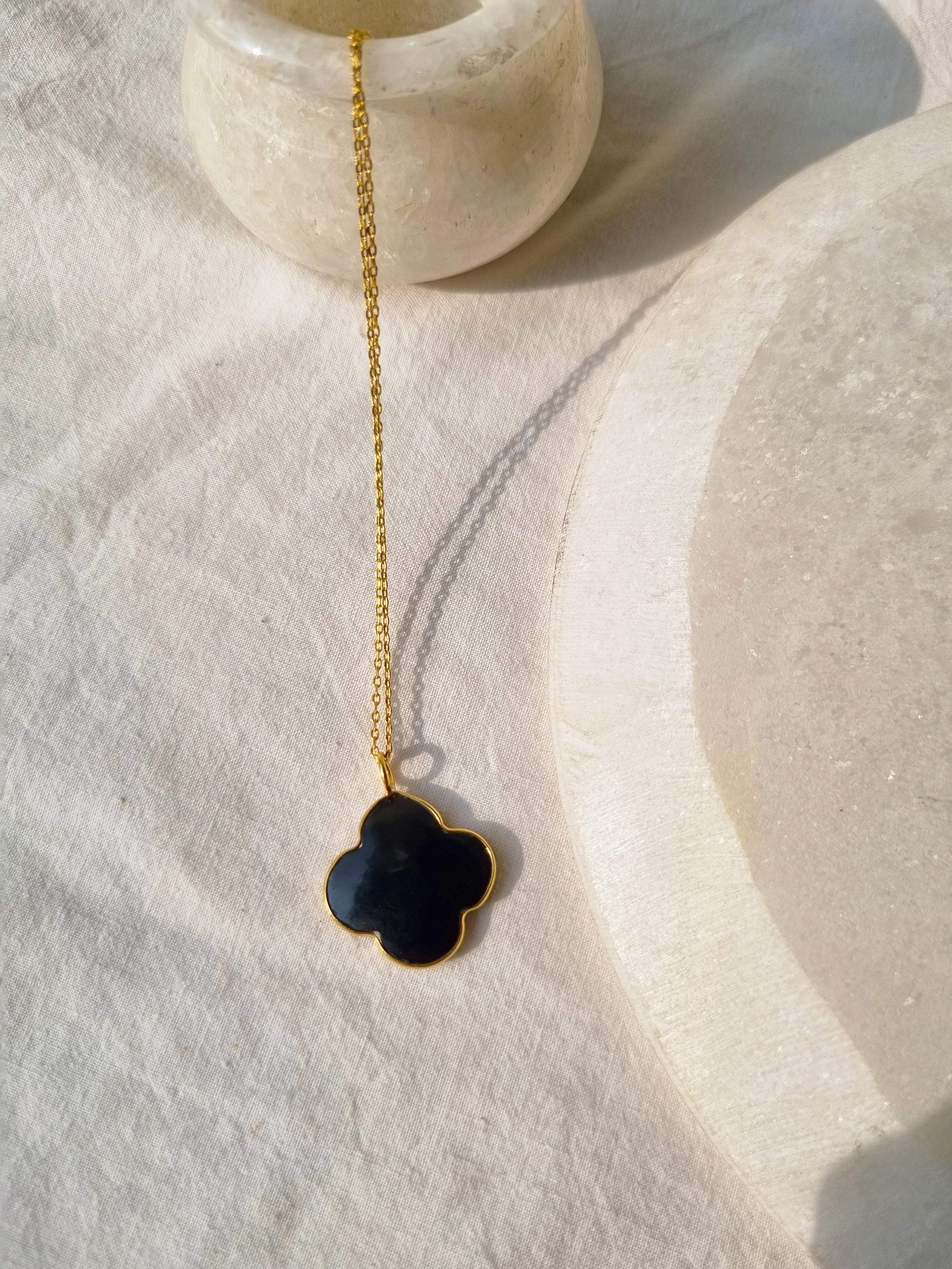 kasa - Black Onyx Clover Pendant