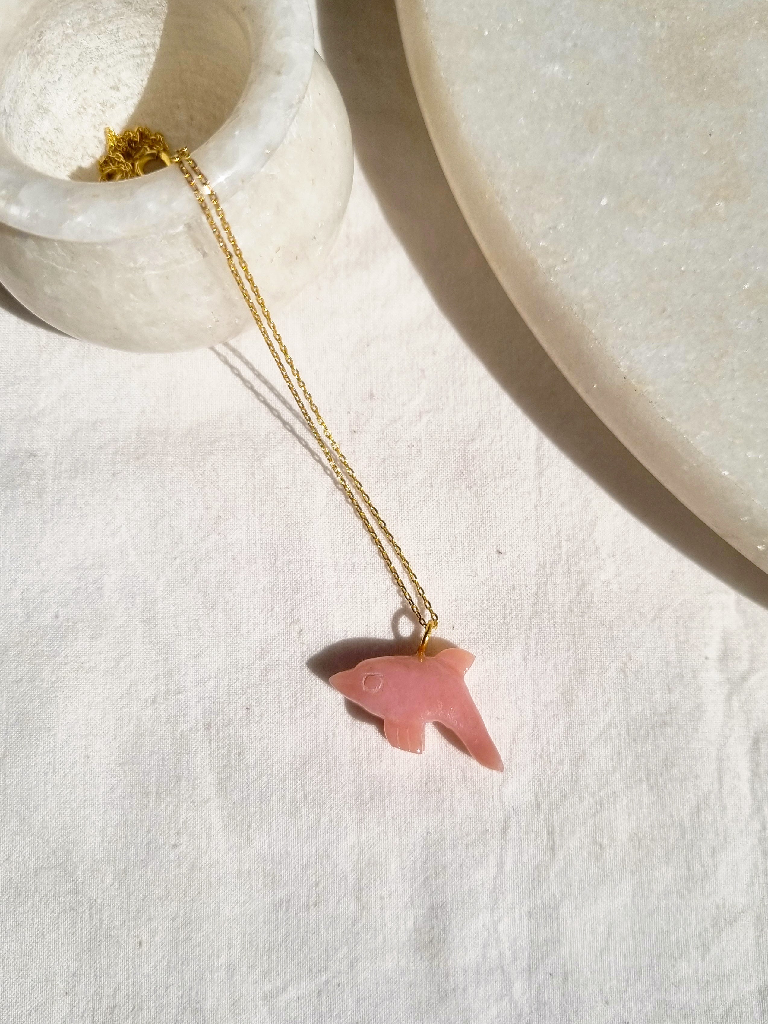 suns - Pink Opal Dolphin Pendant