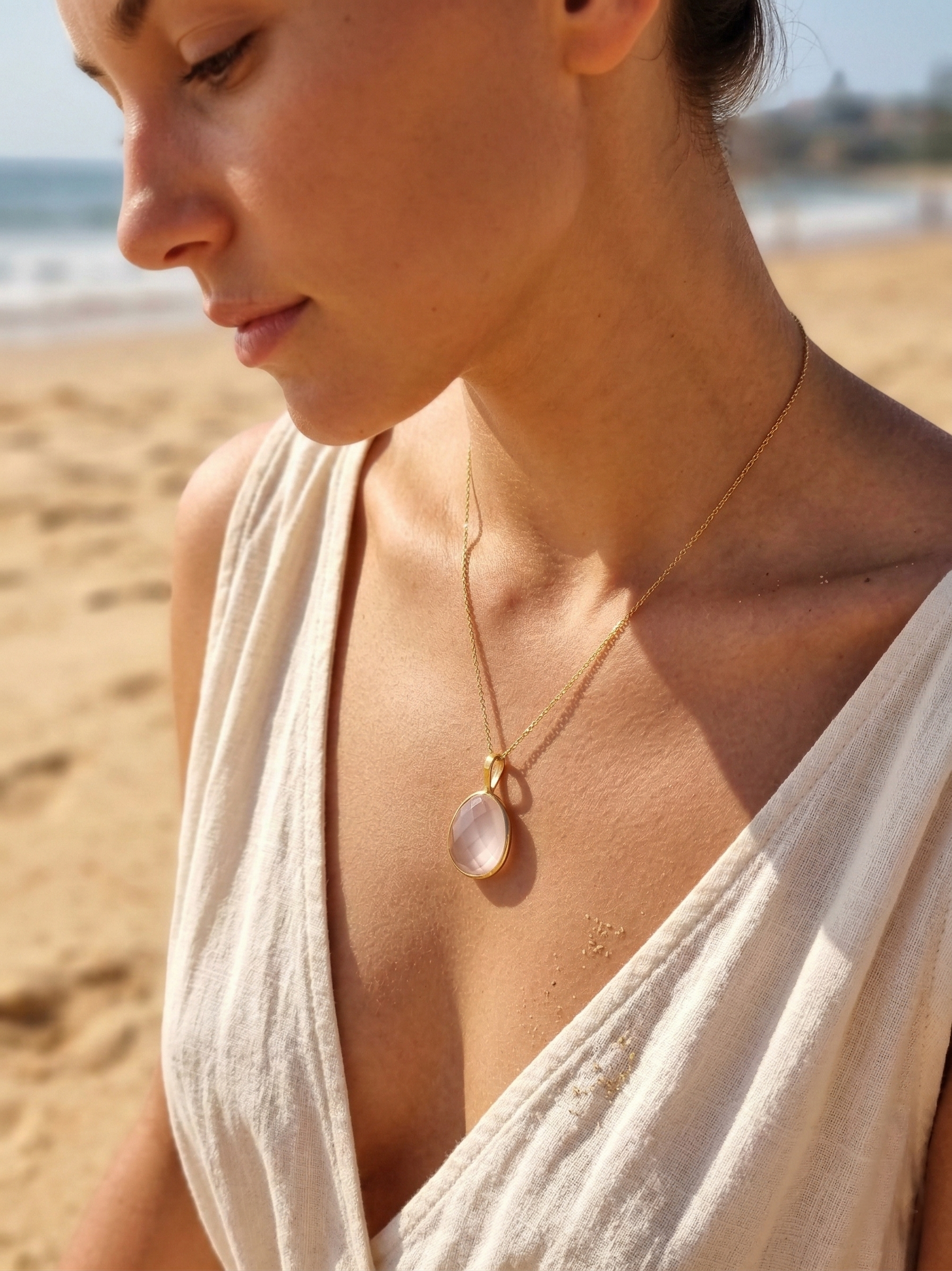 abhya - Rose Quartz Soul Pendant