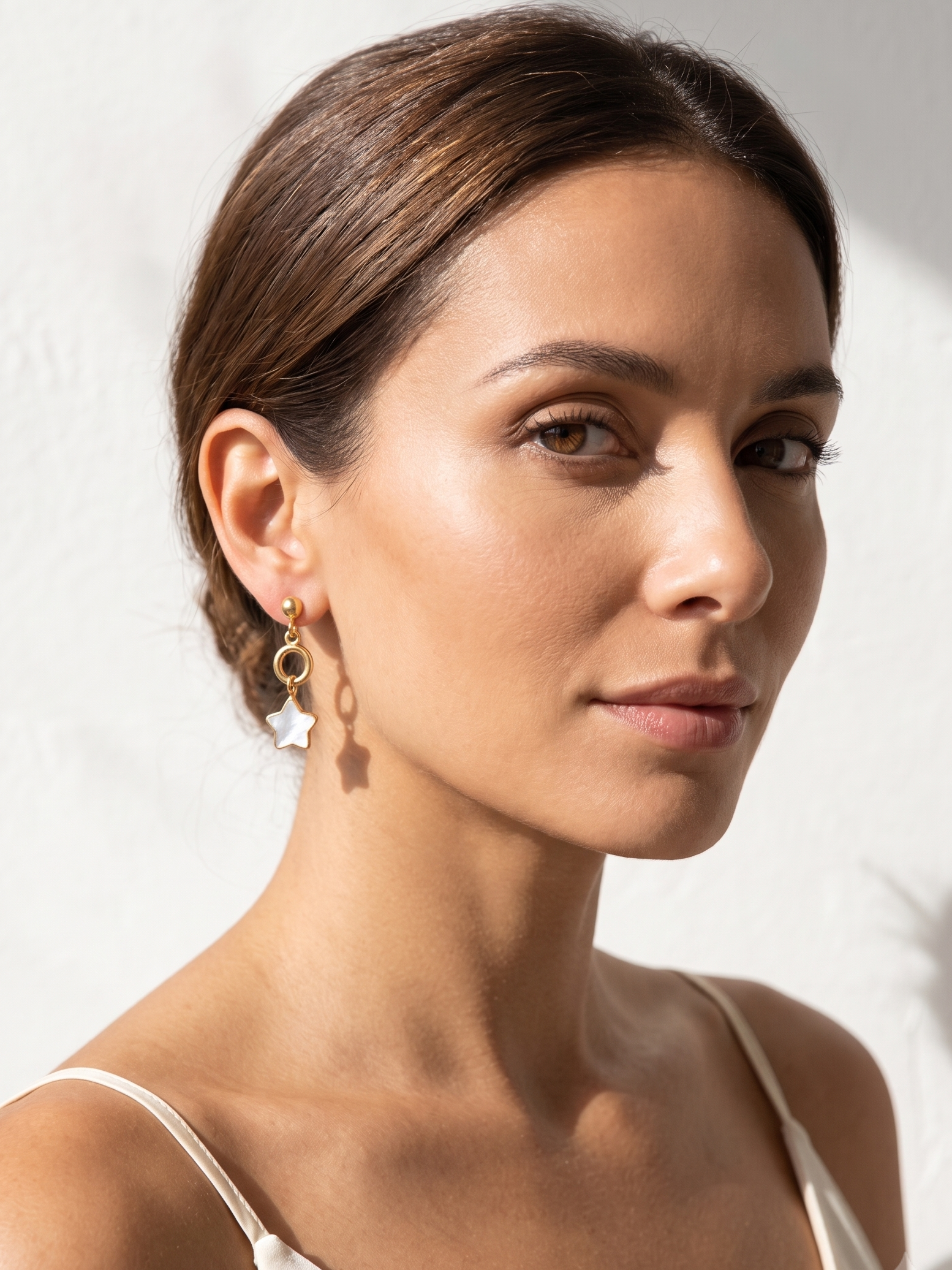 revat - Mother of Pearl Star Stud Danglers