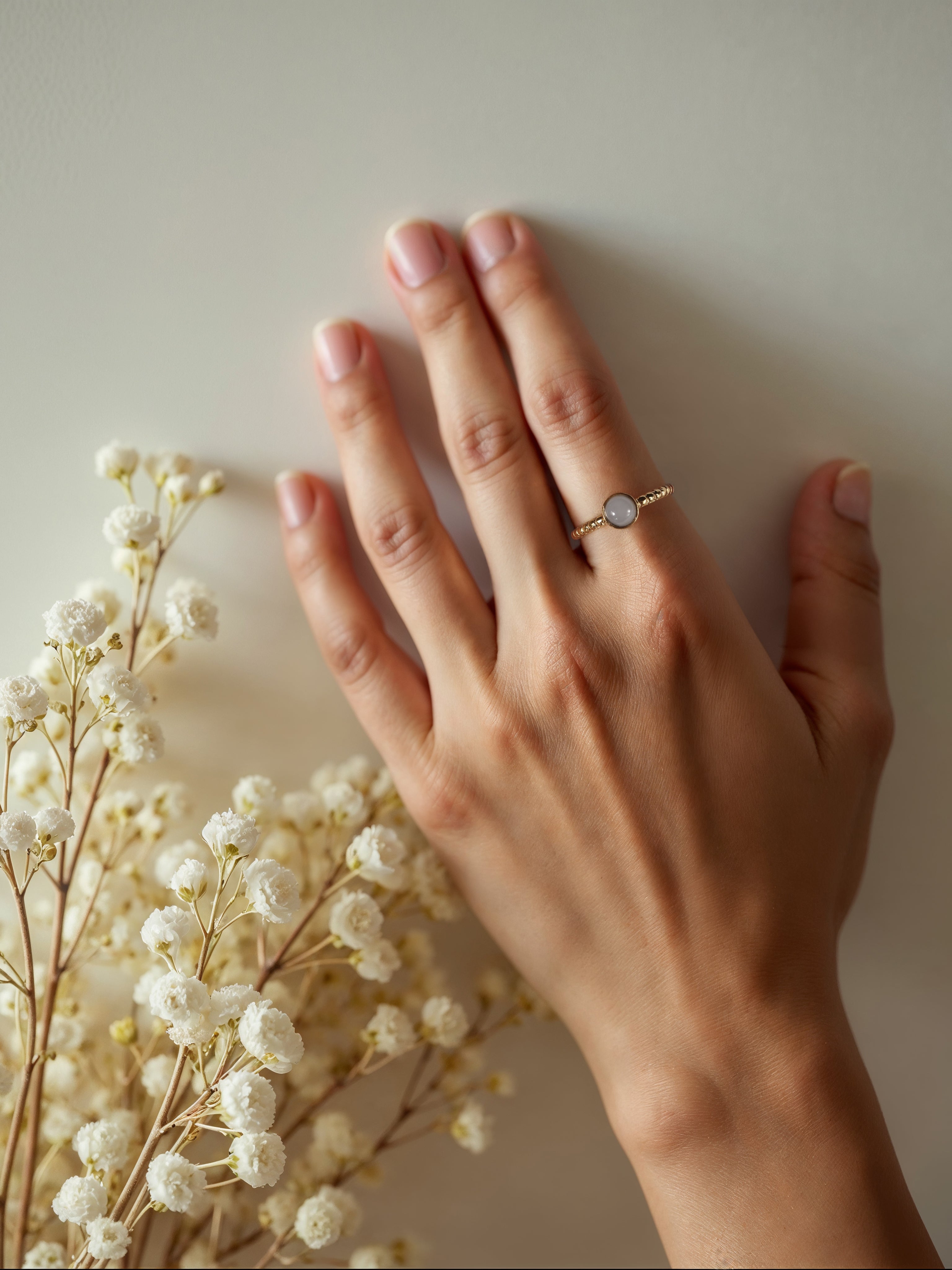 sukra - White Moonstone Venus Ring