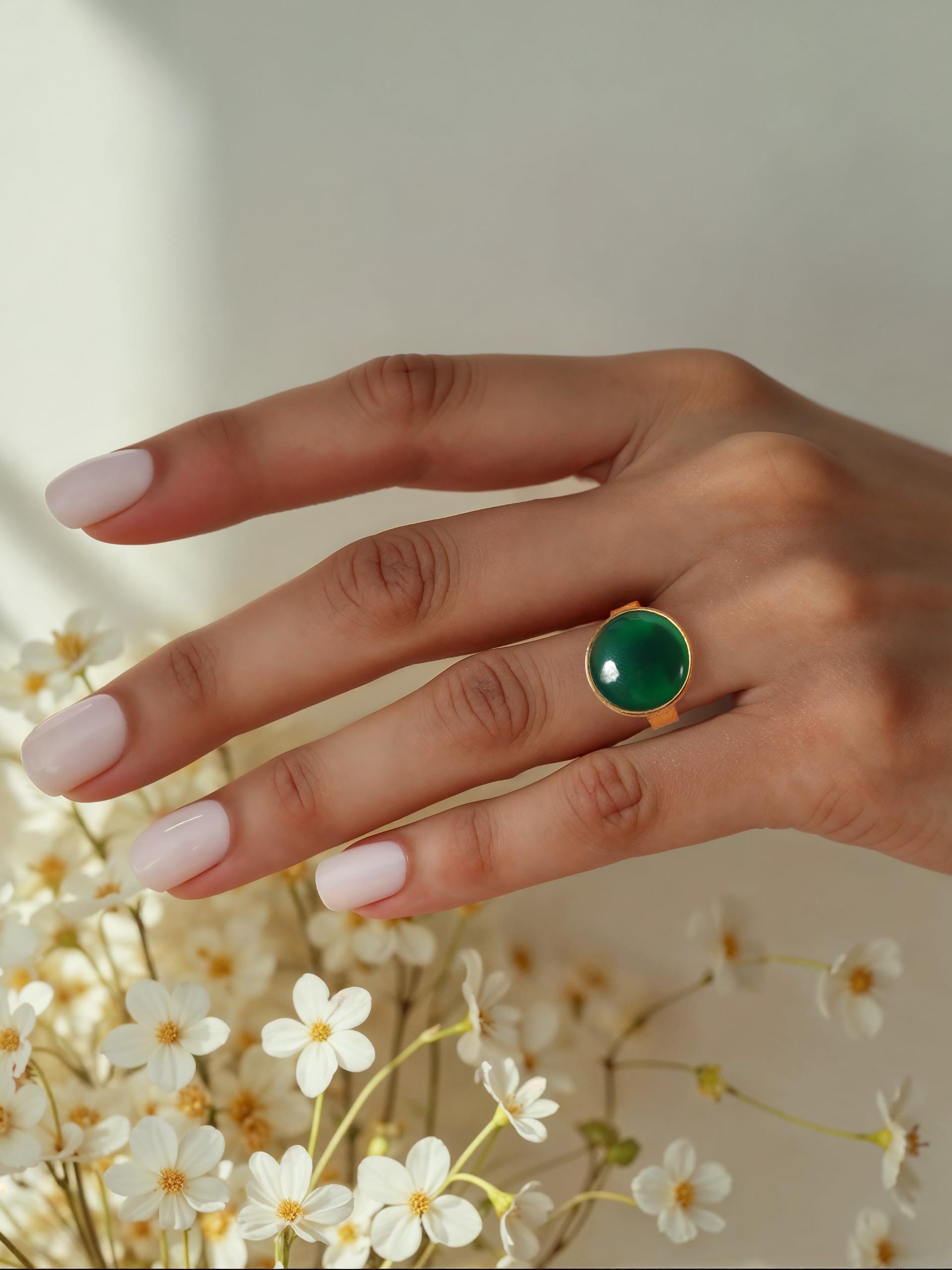 saani - Green Onyx Saturn Ring