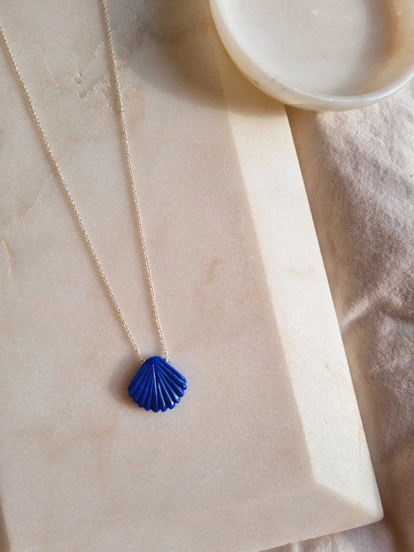 sankha - Lapis Lazuli Shell Pendant