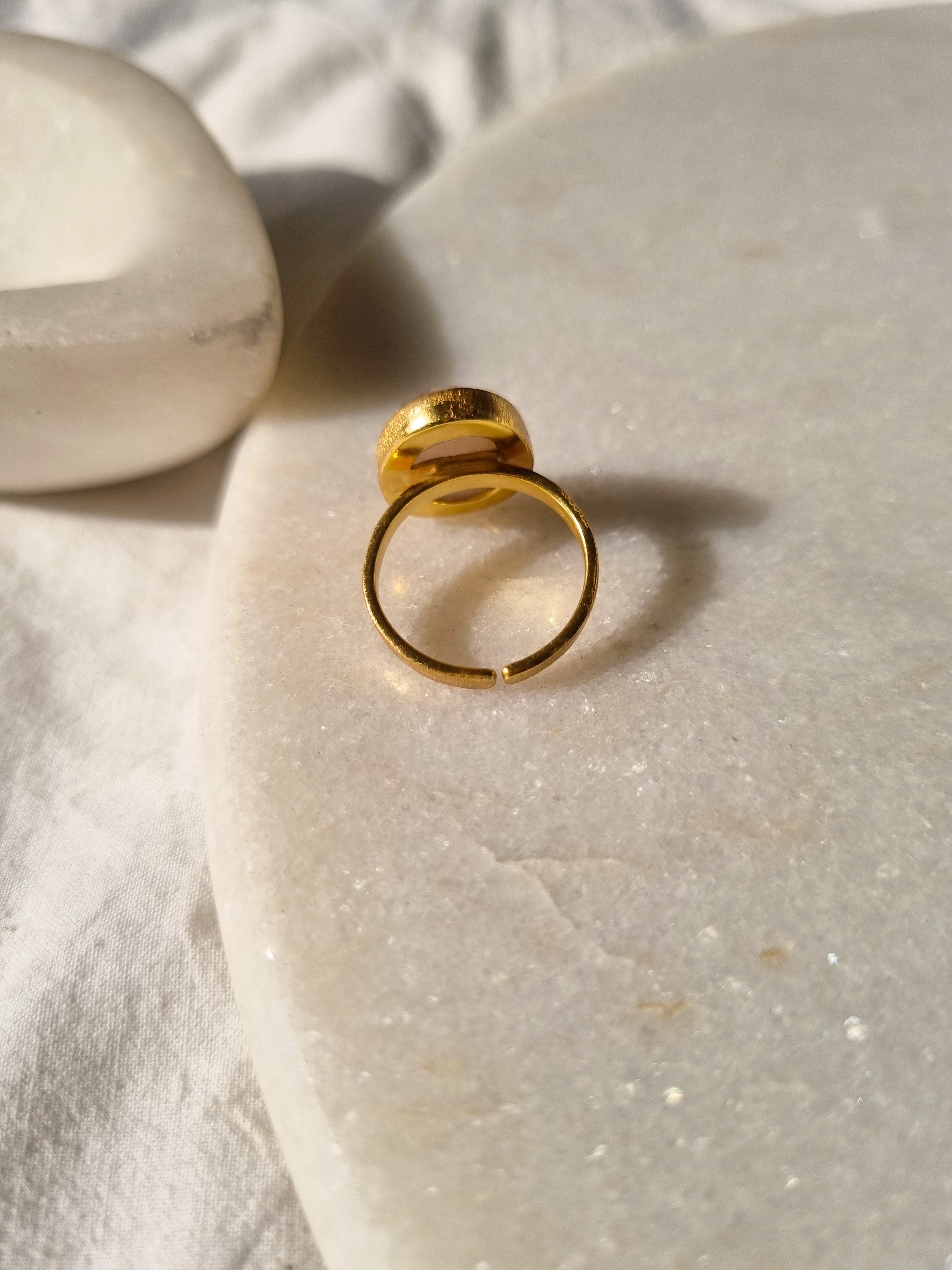 Gold plated Opal top and Moonstone ring