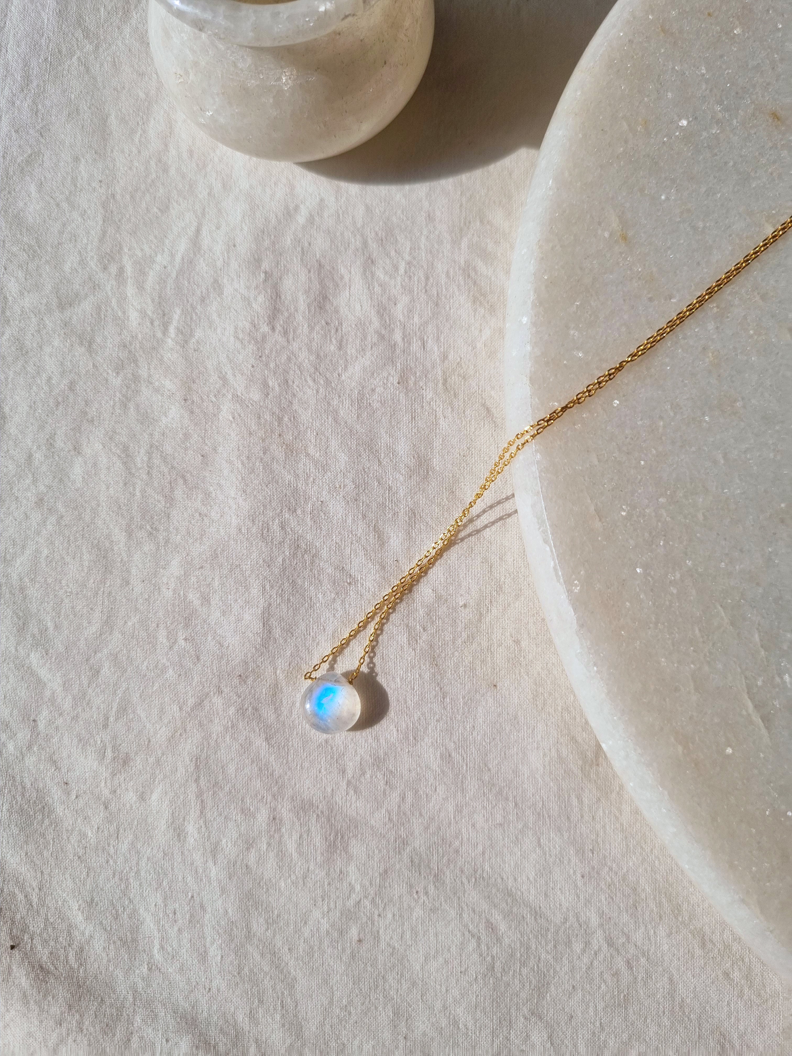 vyam - Rainbow Moonstone Heart Shaped Drop Pendant