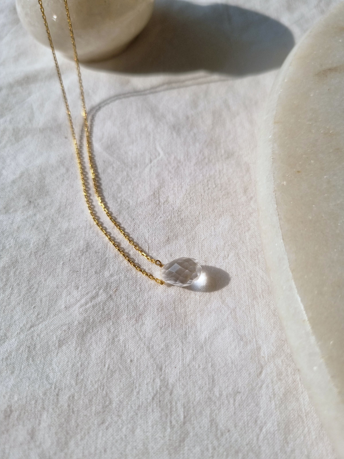 Clear Quartz Teardrop pendant Silver Chain Jewelry for women