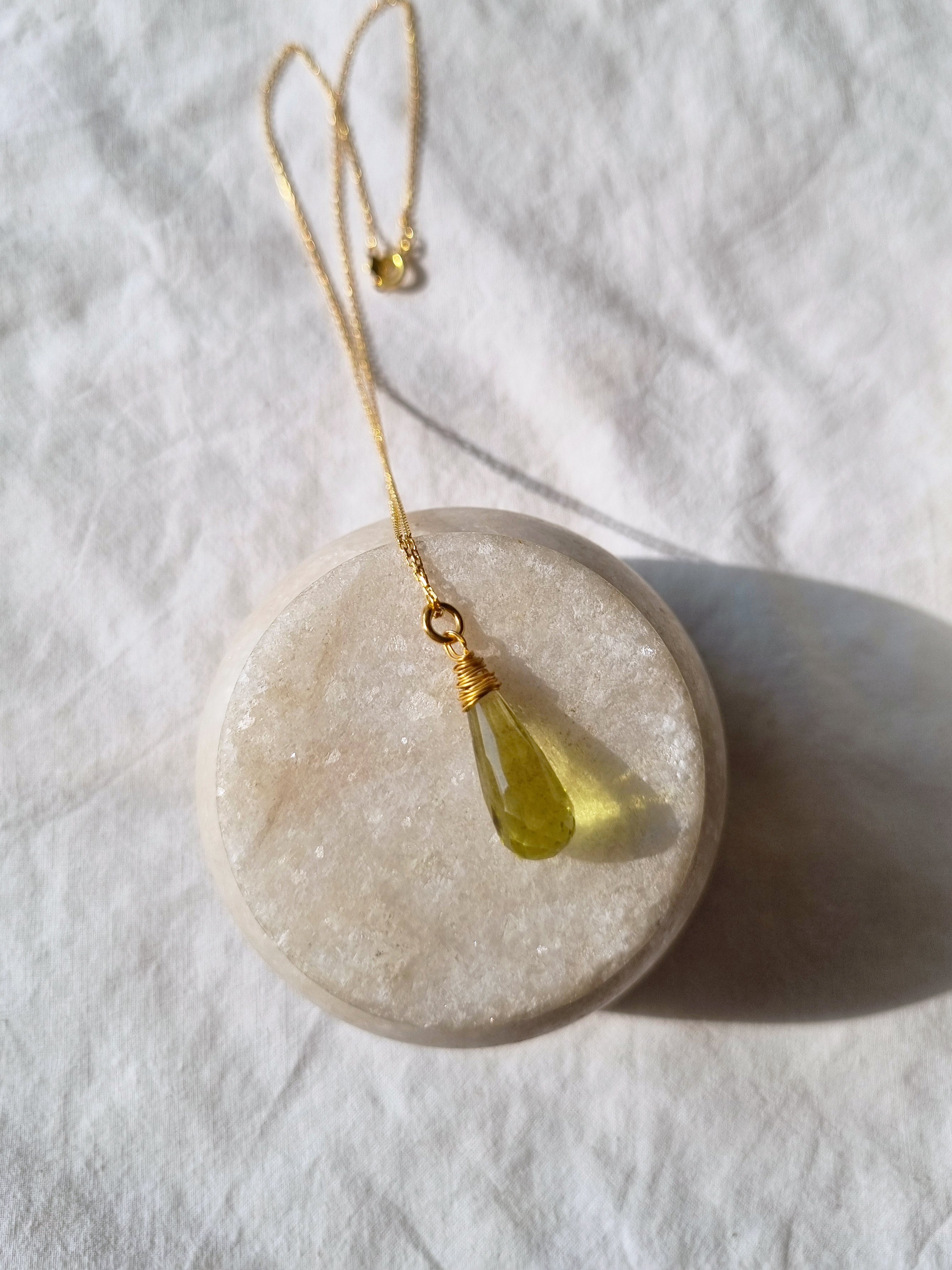 arkar - Lemon Quartz Long Teardrop Pendant