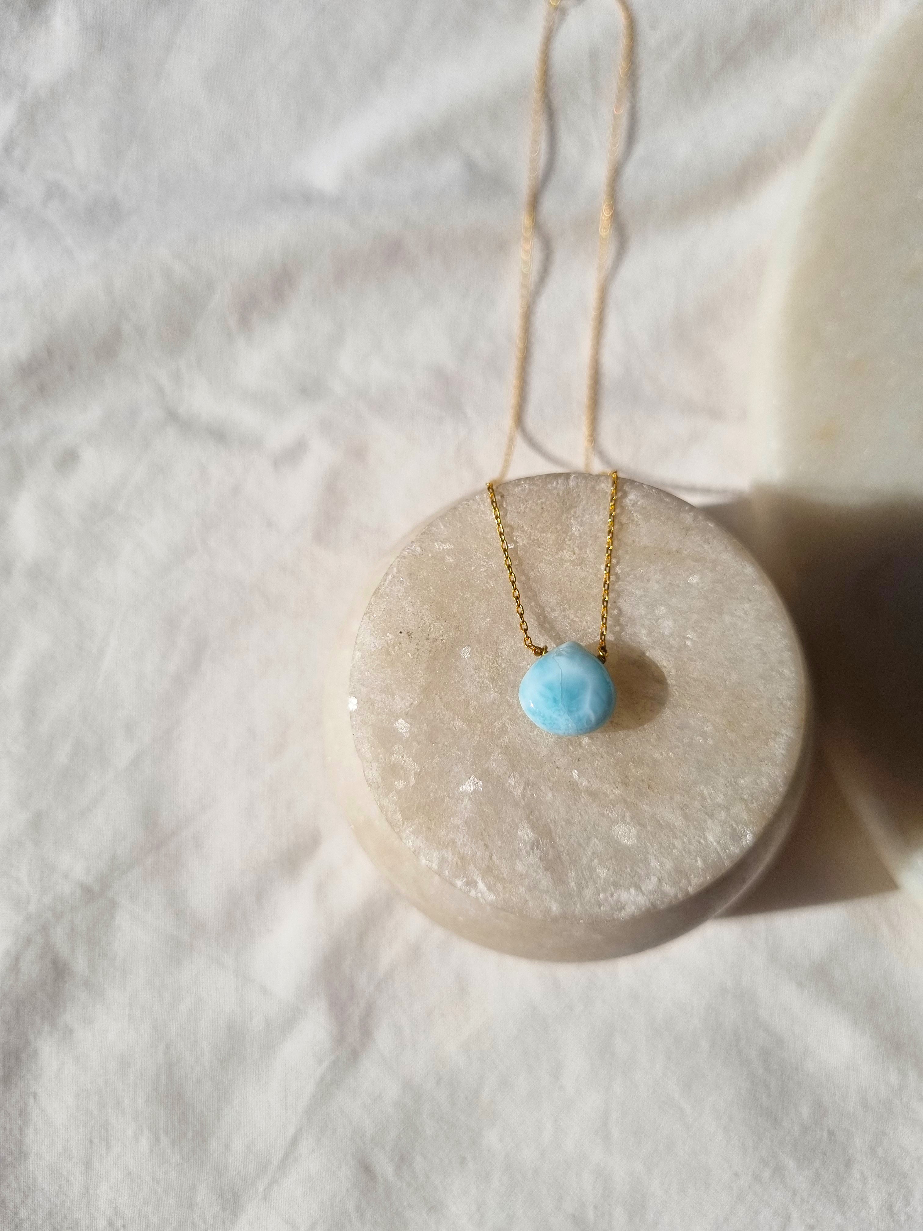 sete - Larimar Heart Shaped Drop Pendant