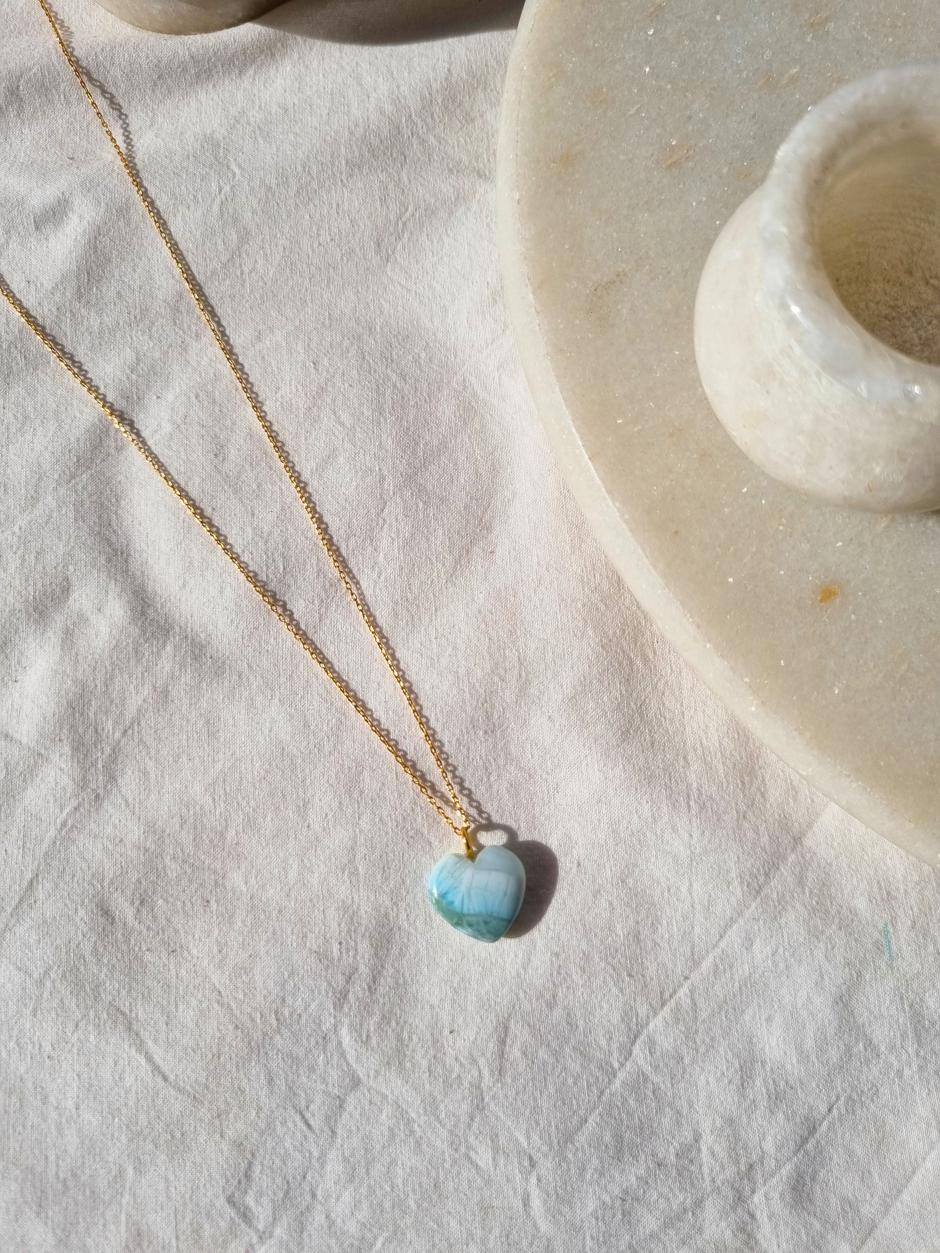 adya - Larimar Heart Pendant