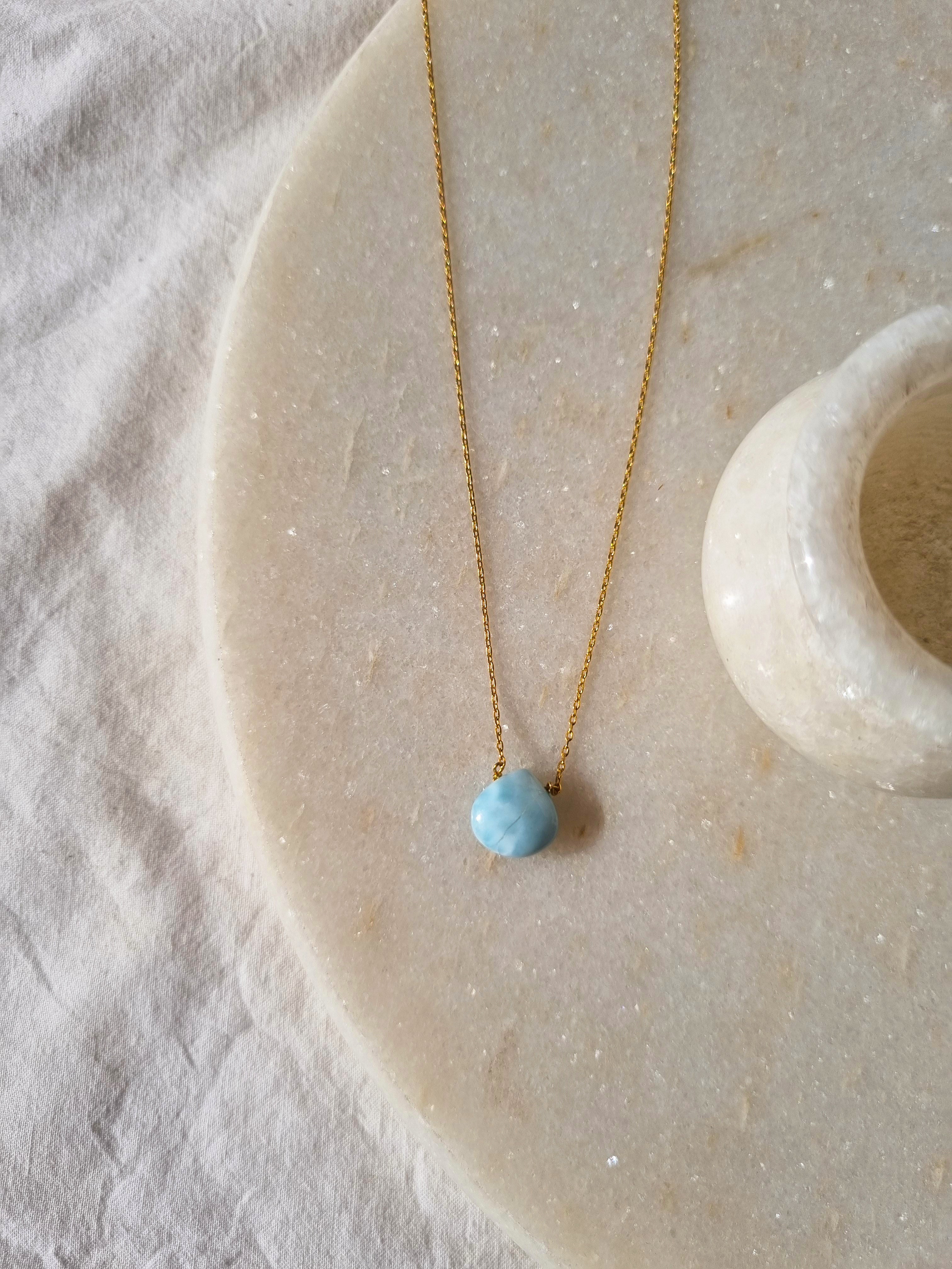 sete - Larimar Heart Shaped Drop Pendant