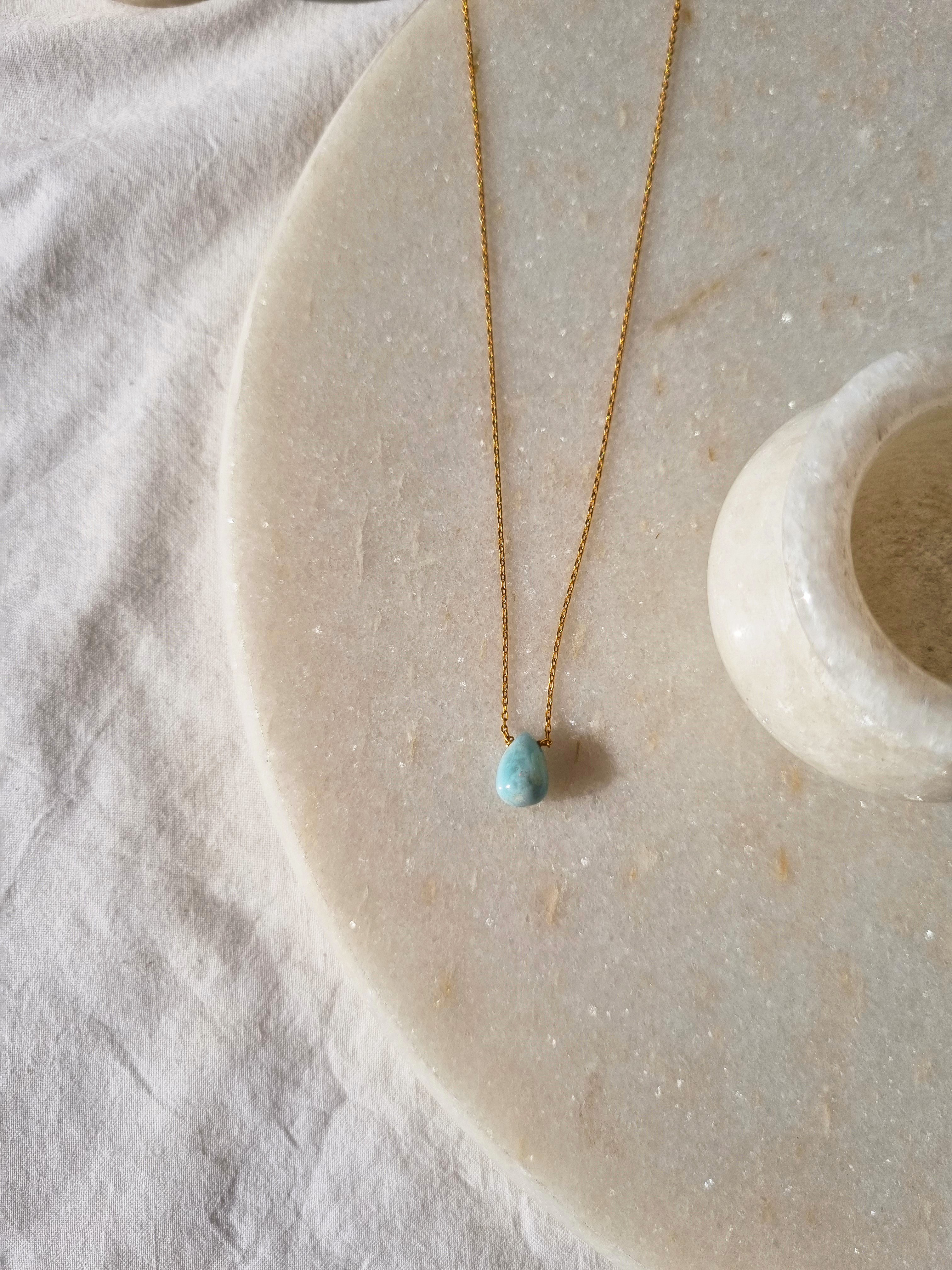 visno - Larimar Tear shaped Drop Pendant