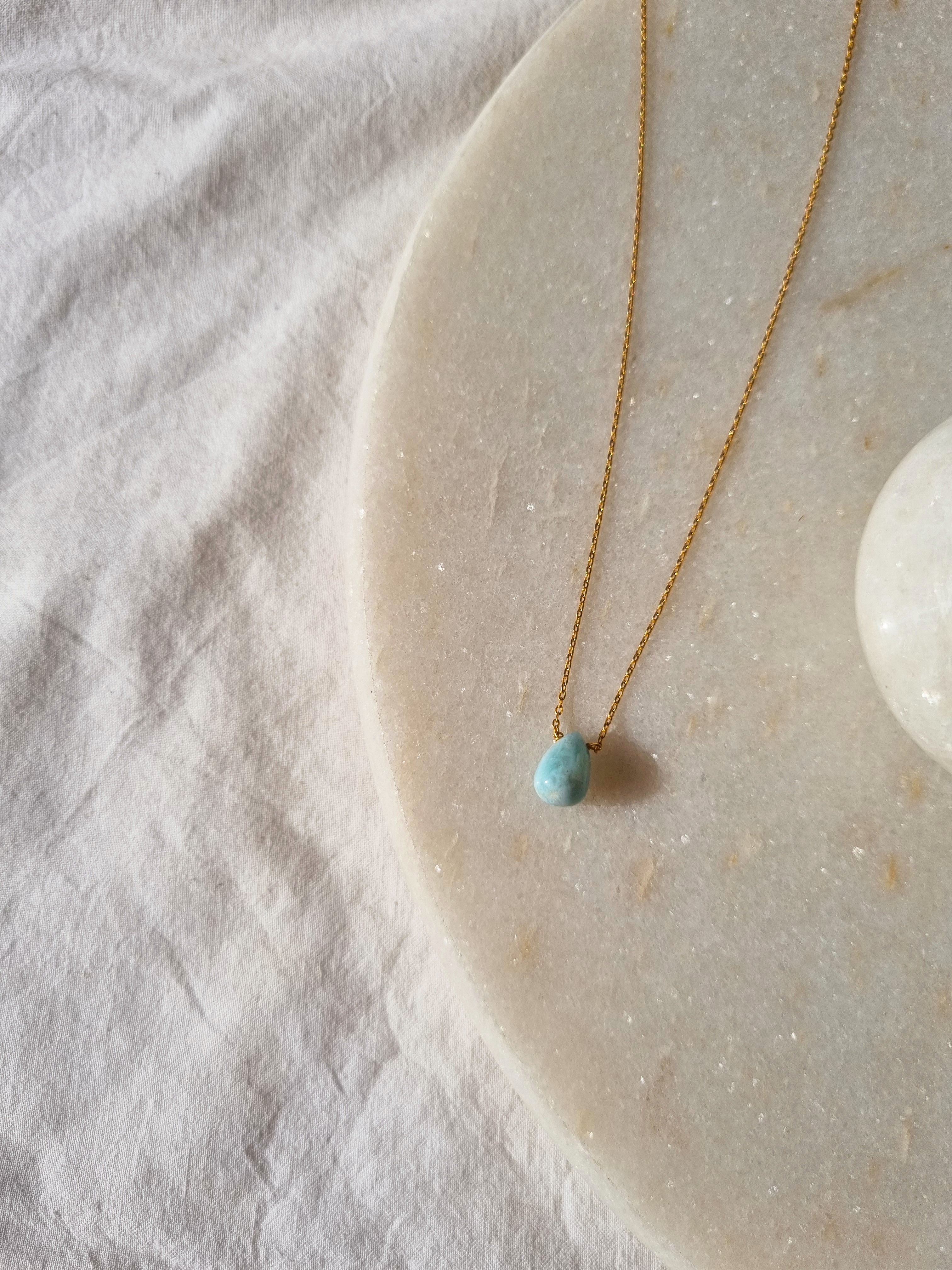 visno - Larimar Tear shaped Drop Pendant