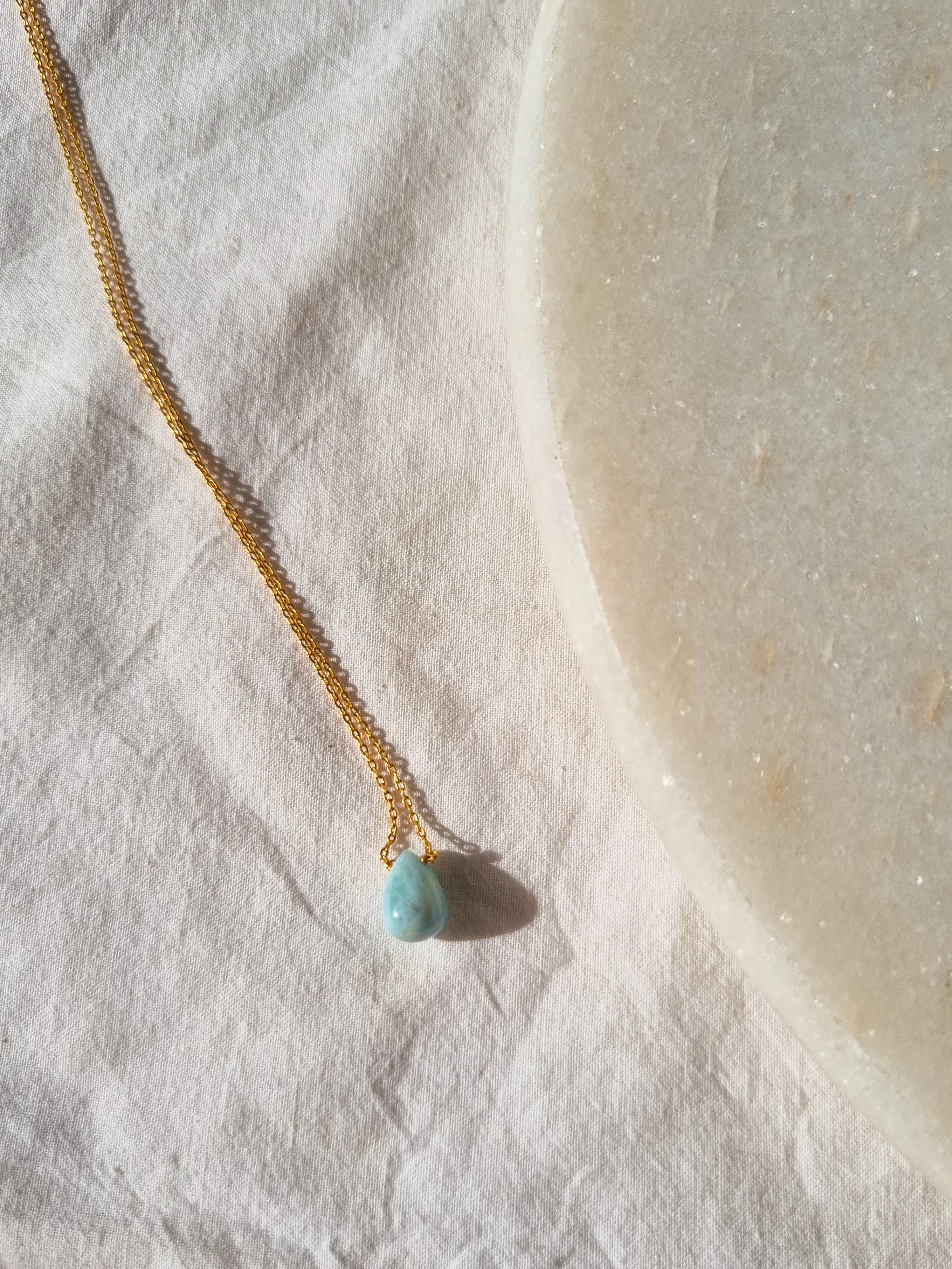 visno - Larimar Tear shaped Drop Pendant