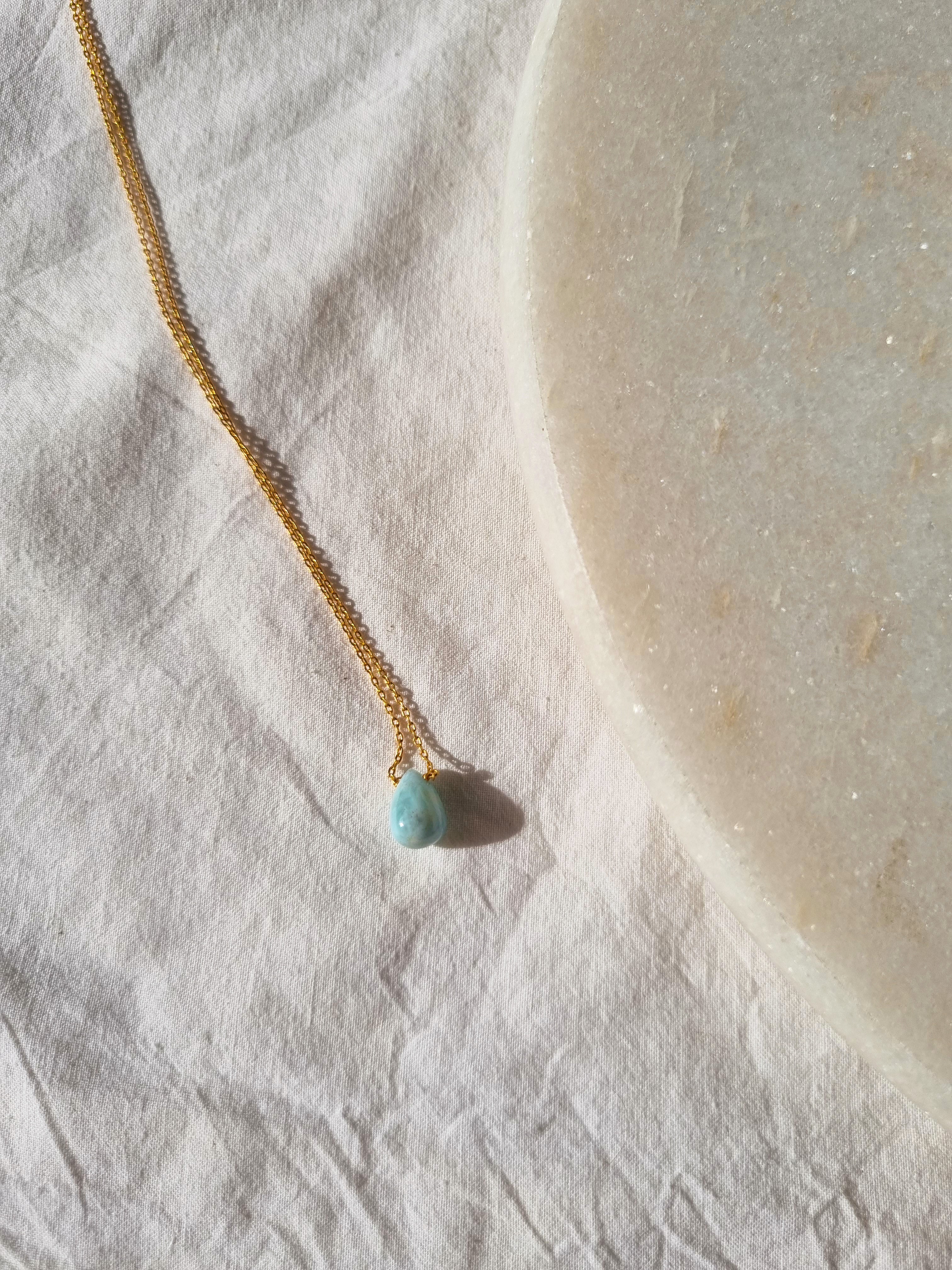 visno - Larimar Tear shaped Drop Pendant