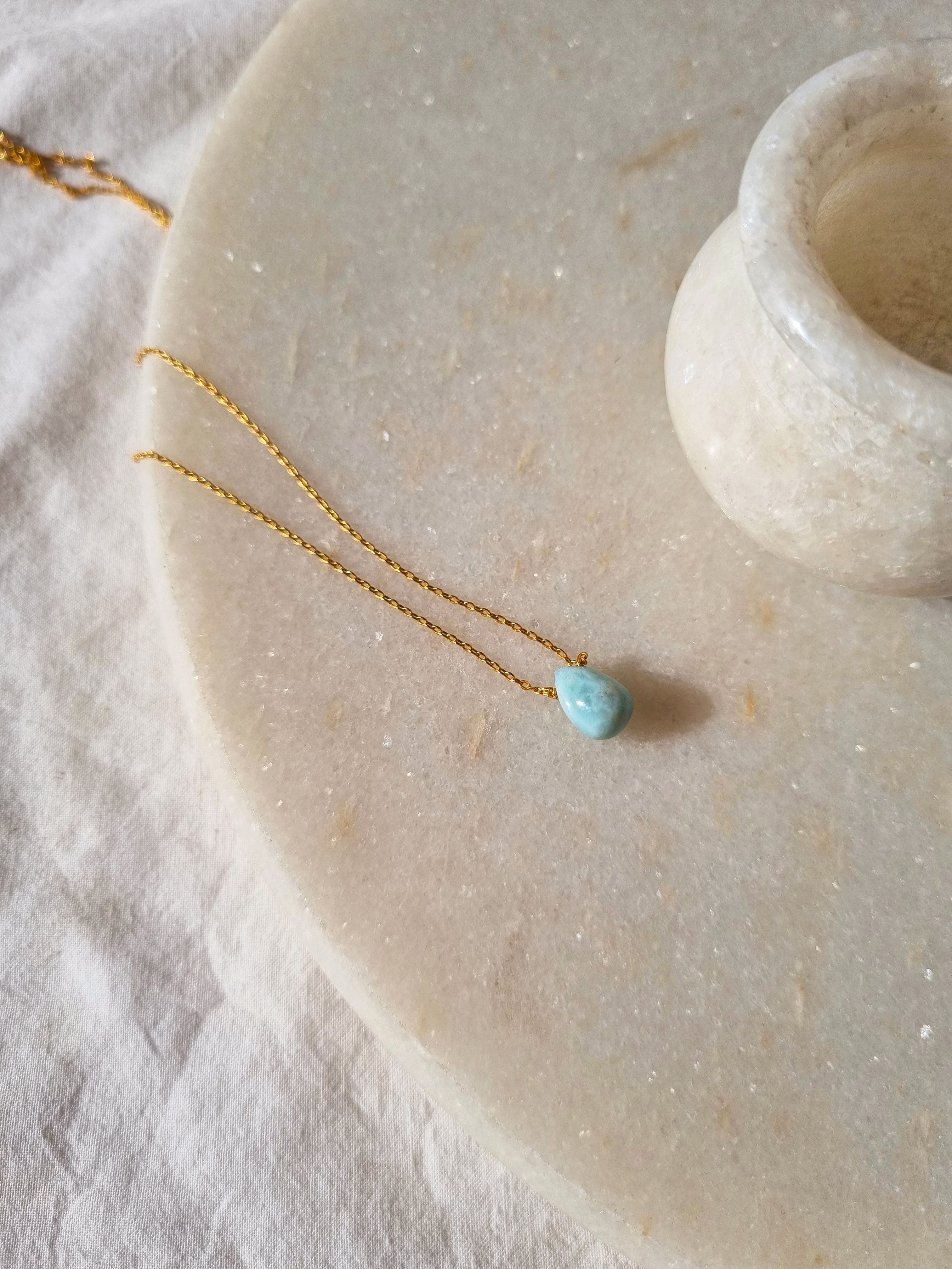 visno - Larimar Tear shaped Drop Pendant