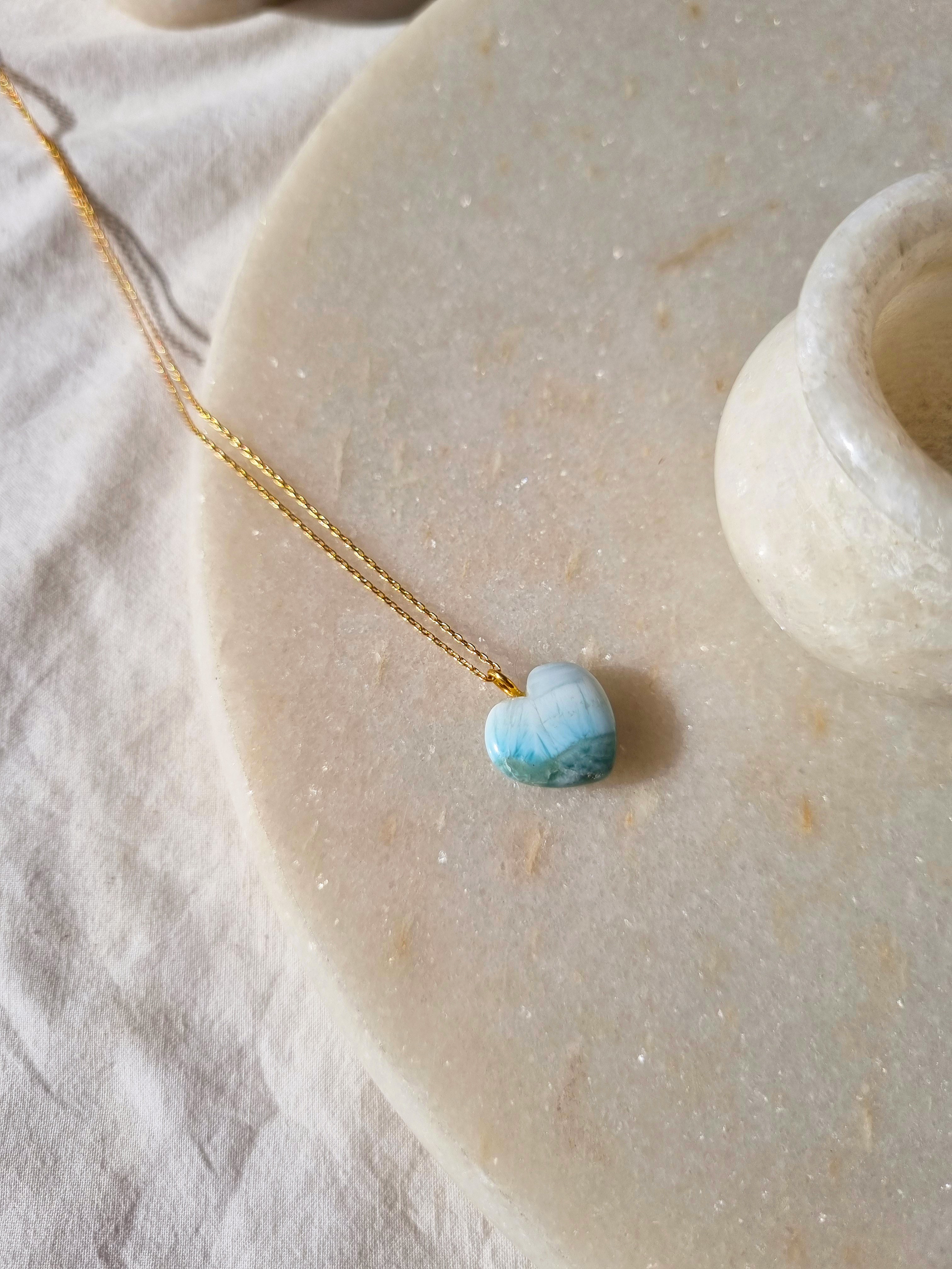 adya - Larimar Heart Pendant