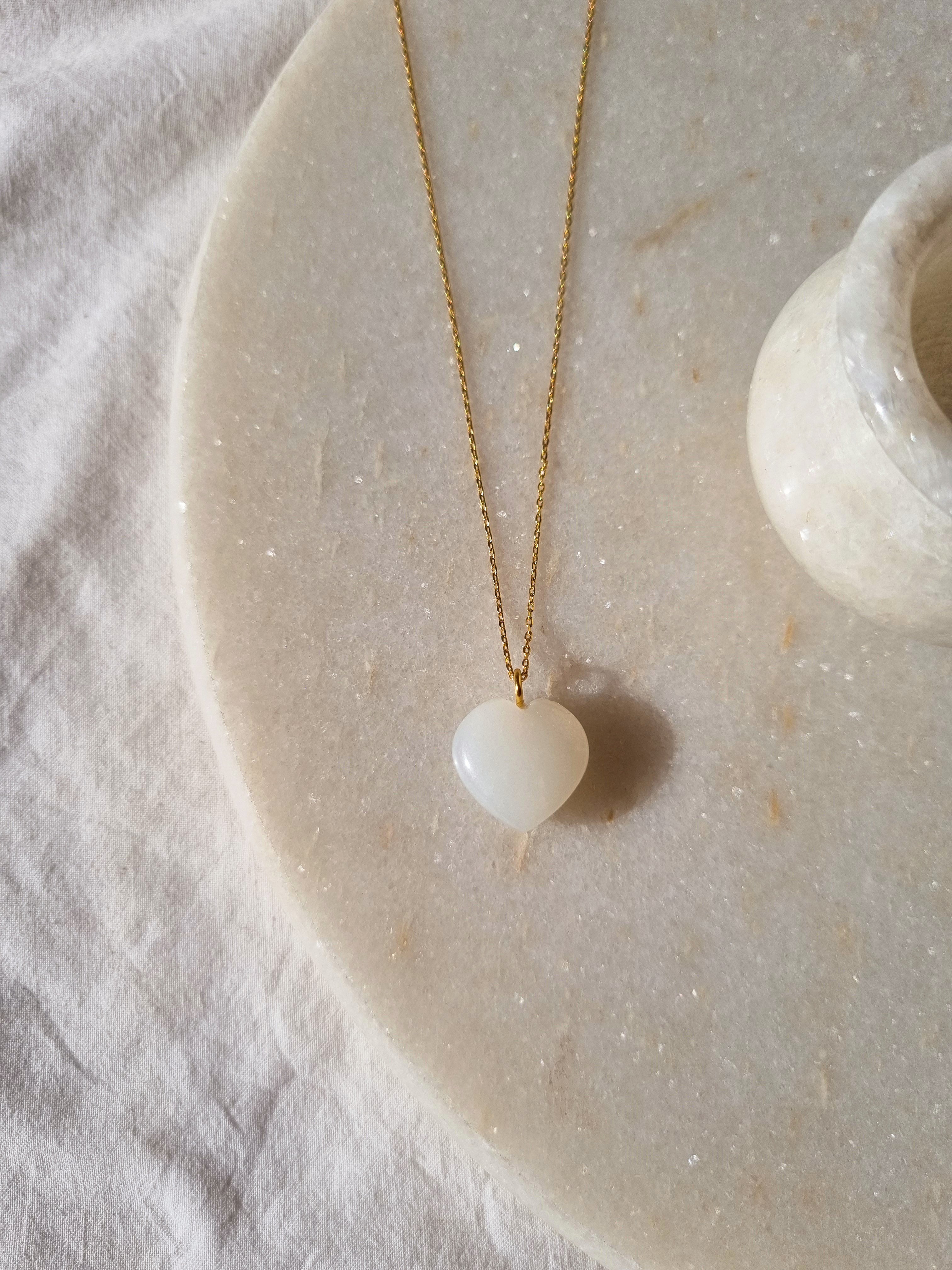 adya - White Moonstone Heart Pendant