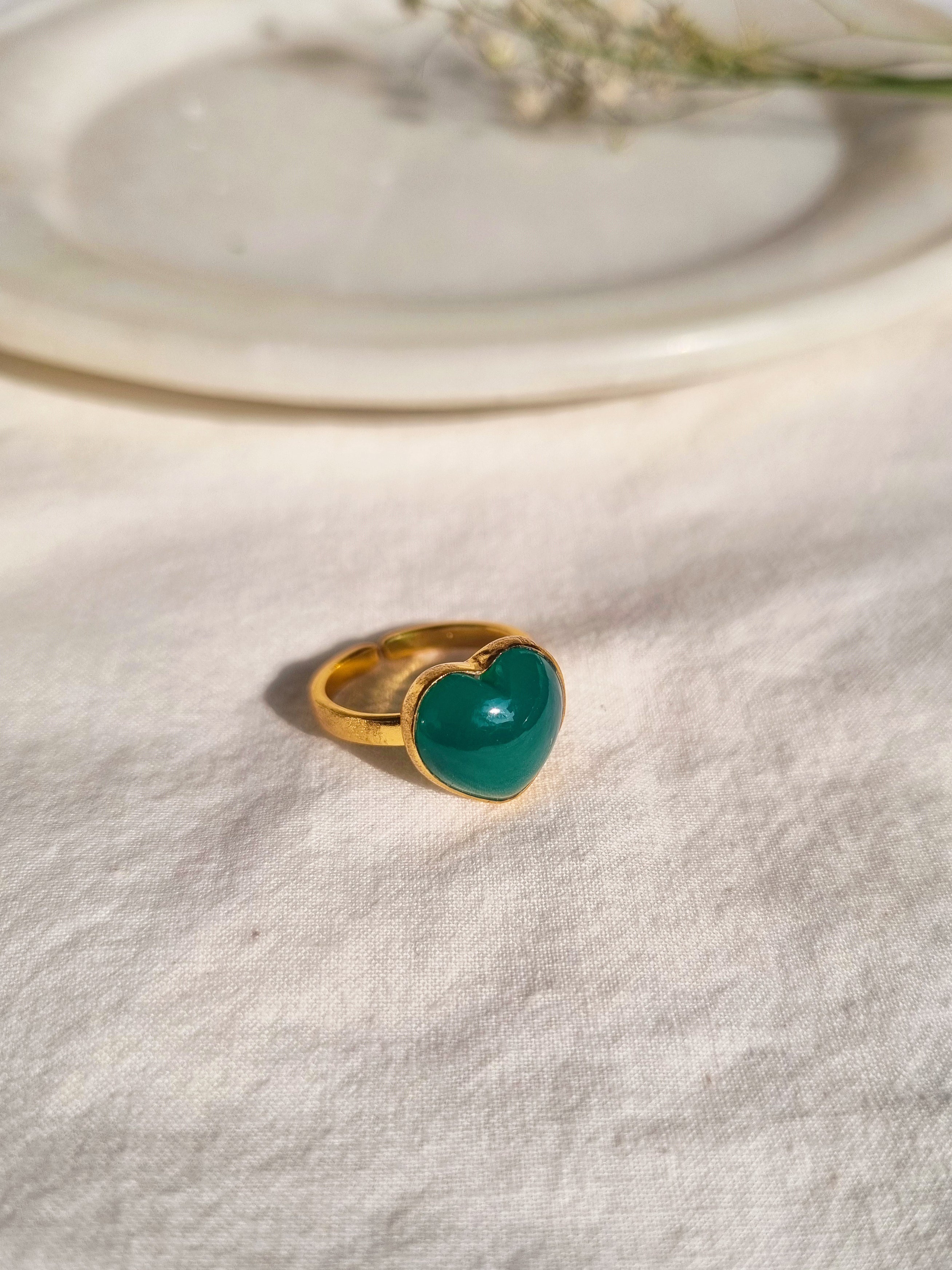 anava - Green Onyx Heart Ring