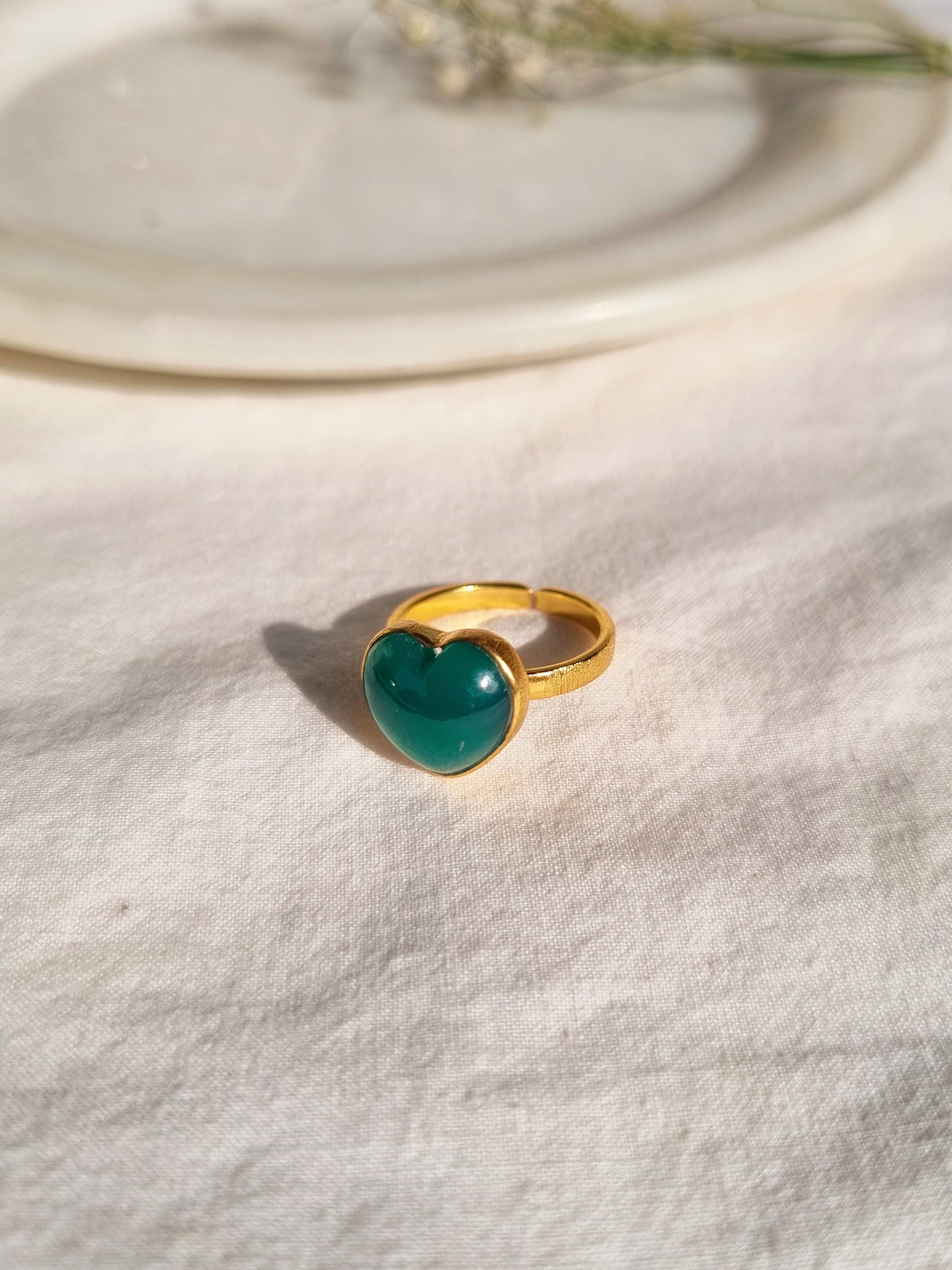 anava - Green Onyx Heart Ring