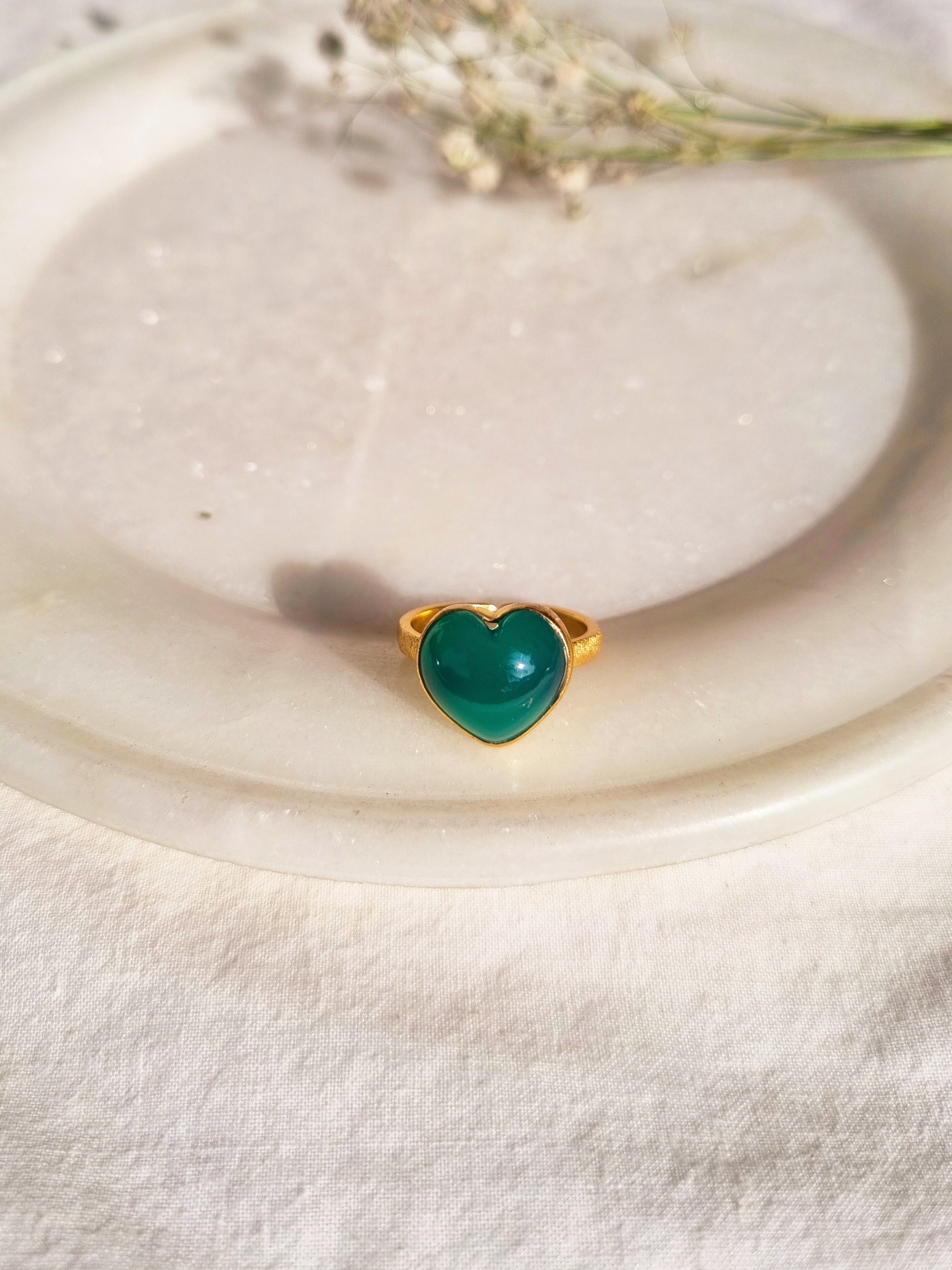 anava - Green Onyx Heart Ring