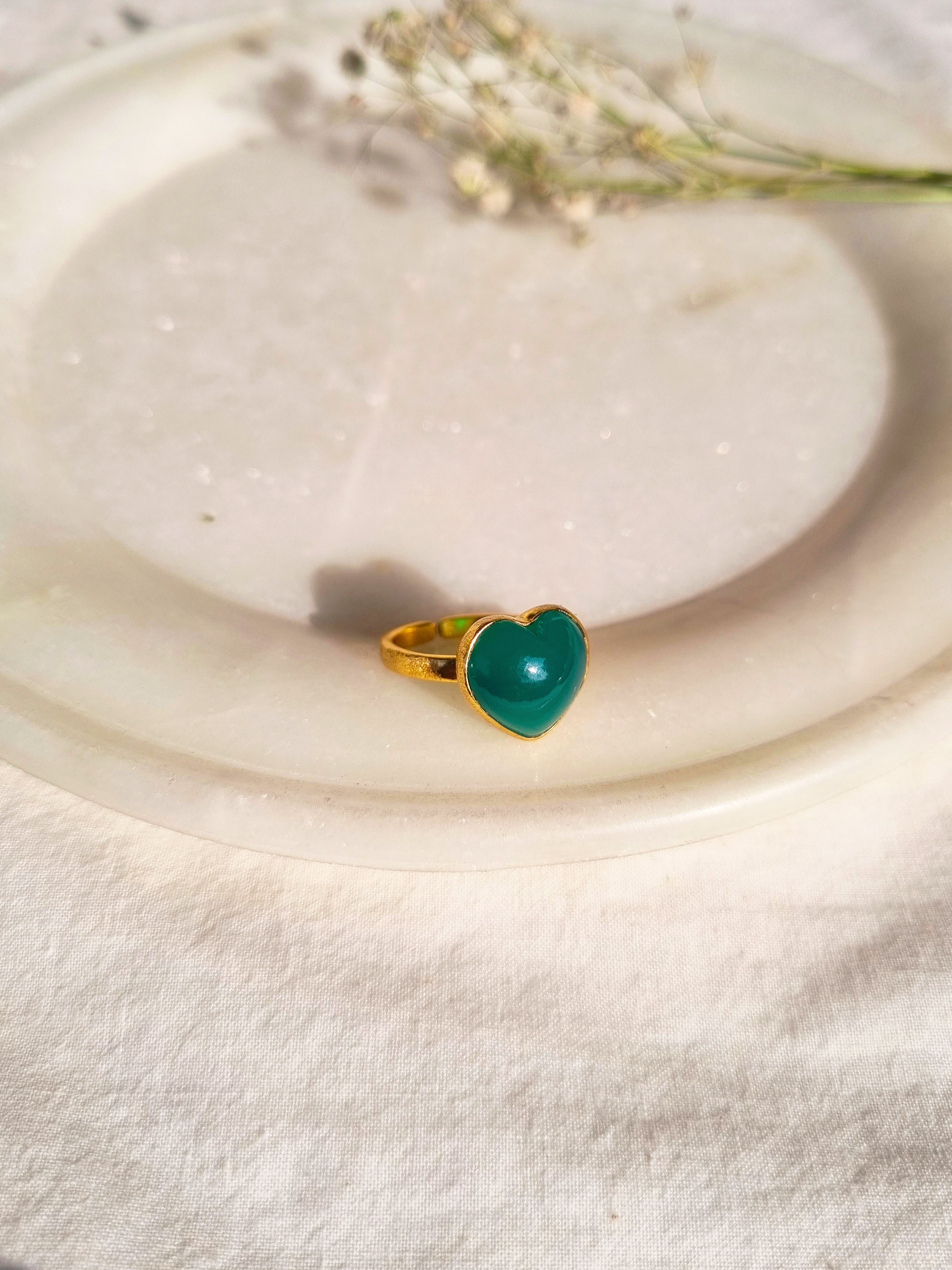 anava - Green Onyx Heart Ring