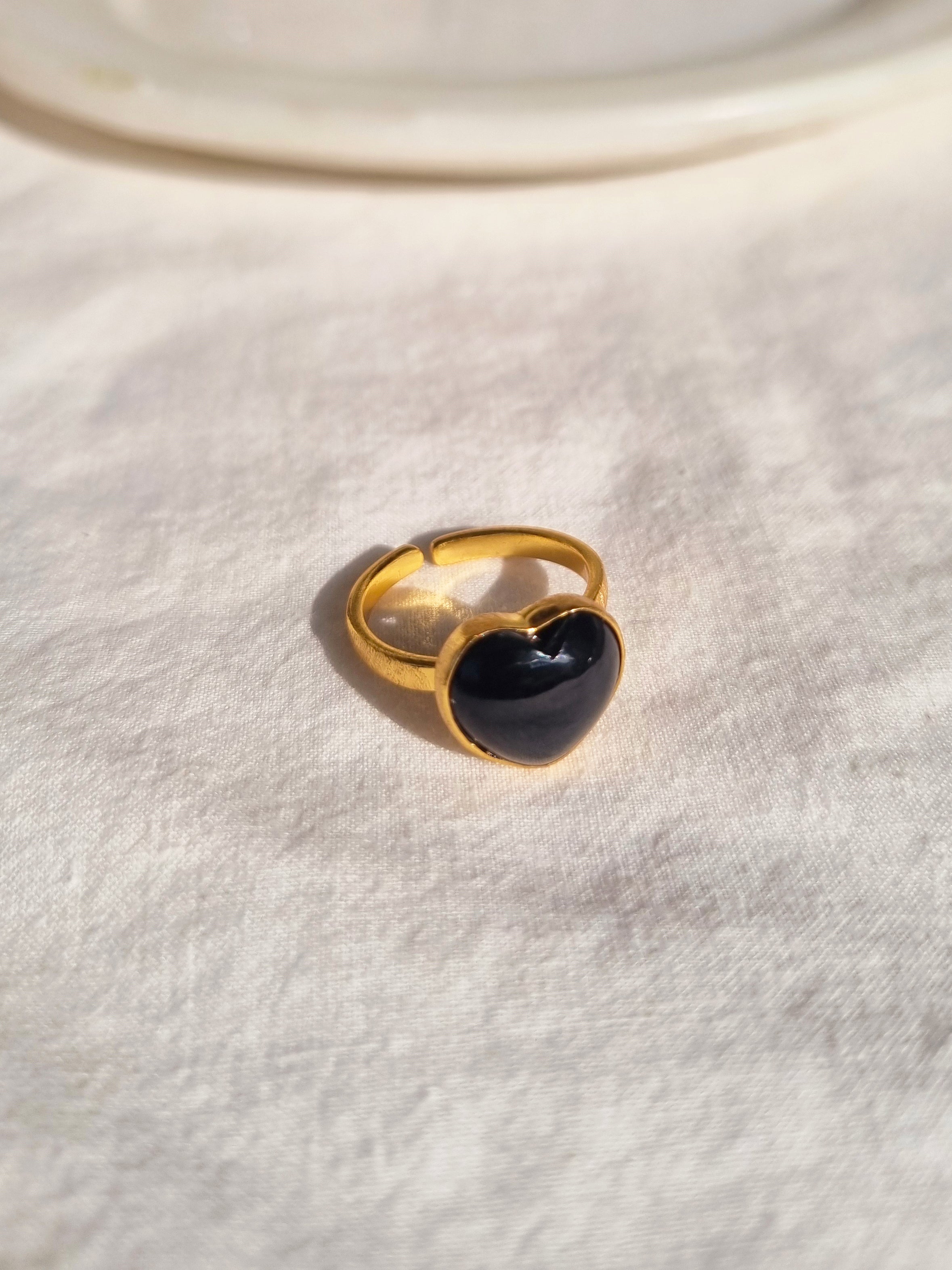 anava - Black Onyx Heart Ring