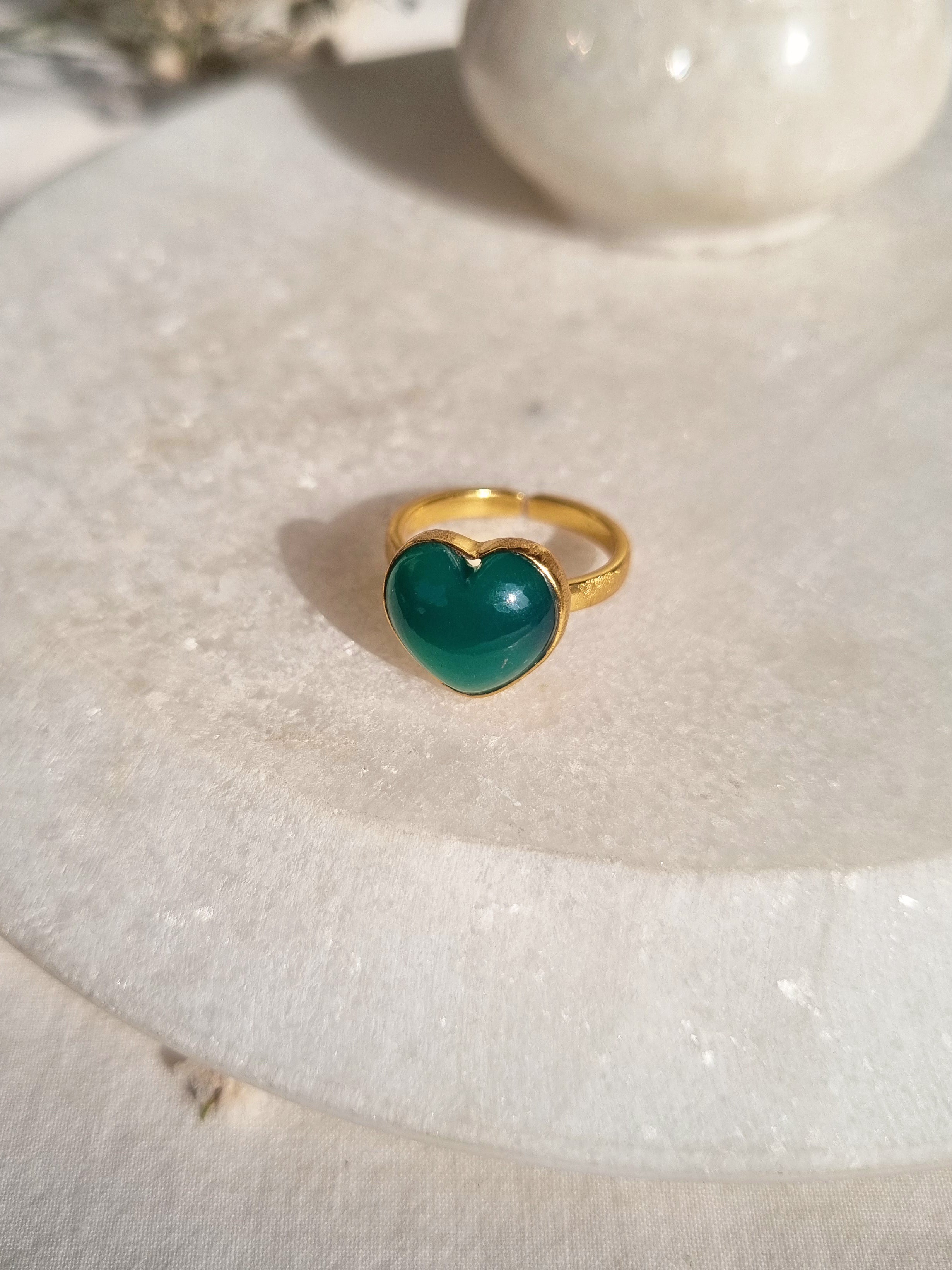 anava - Green Onyx Heart Ring